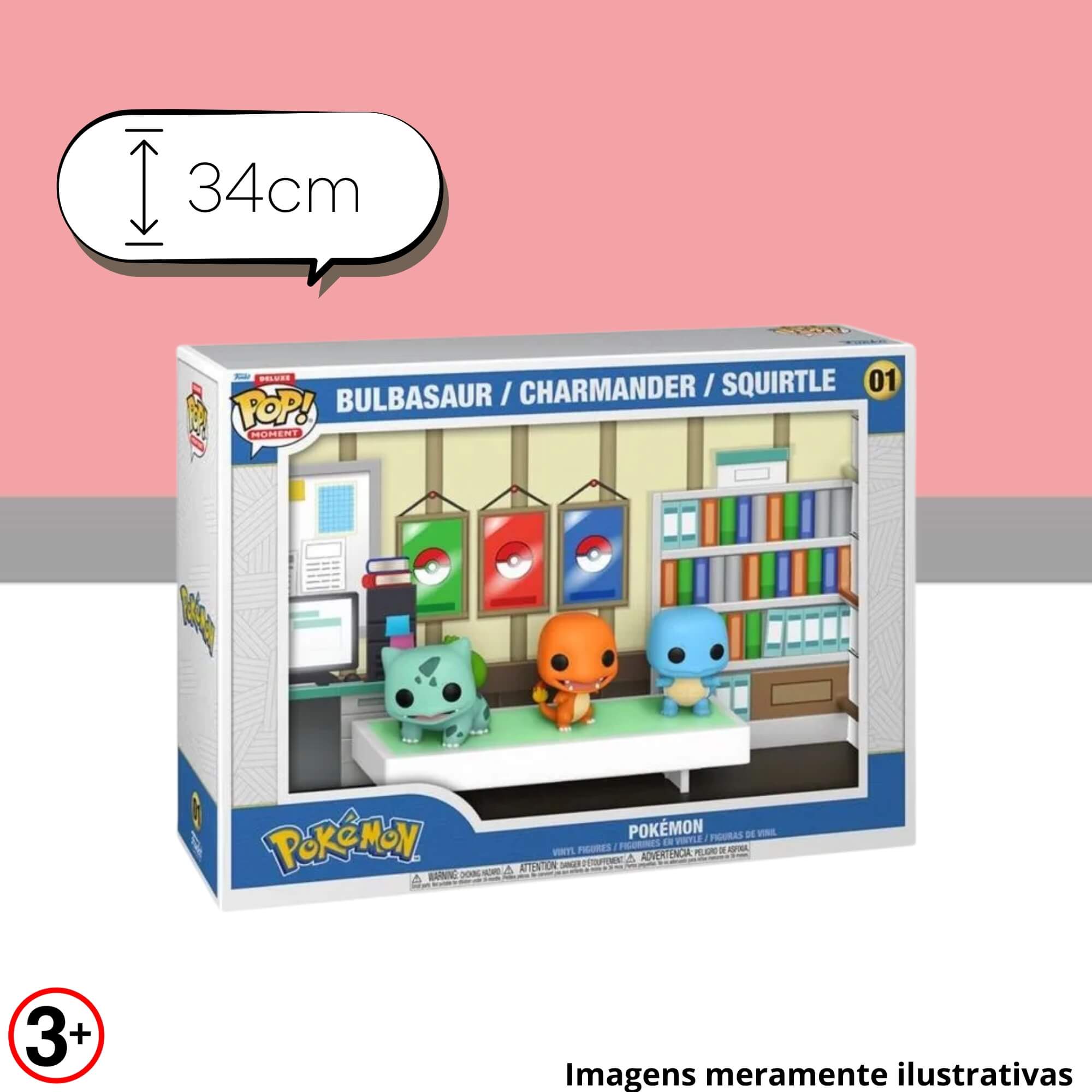 Boneco Colecionável Funko Pop! Moments Deluxe Pokemon Starters 34cm Miniatura Candide - 11096