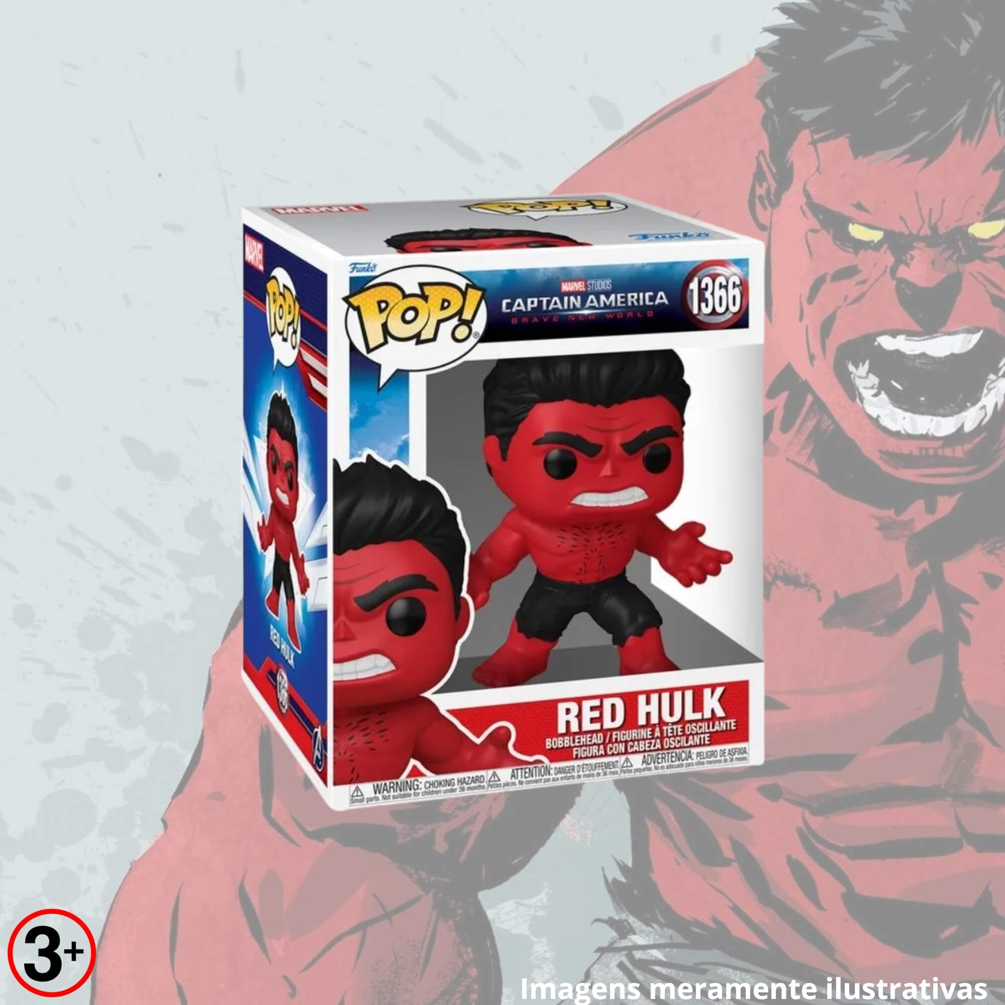 Boneco Funko Pop! Super Marvel Capitao America Admiravel Mundo Novo Hulk Vermelho Candide - 11883
