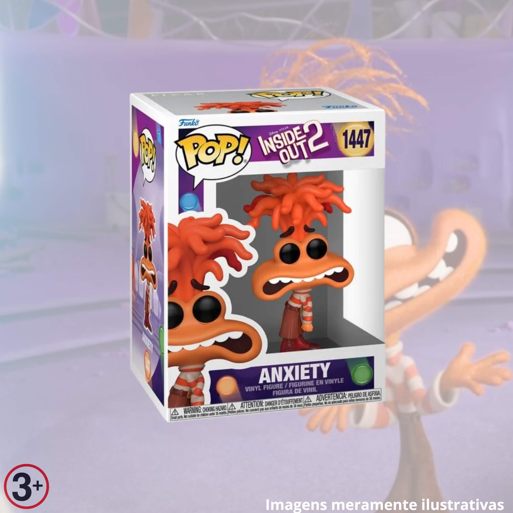 Boneco Colecionável Funko Pop! Ansiedade Disney Divertida Mente 2 13cm Miniatura Candide - 11270
