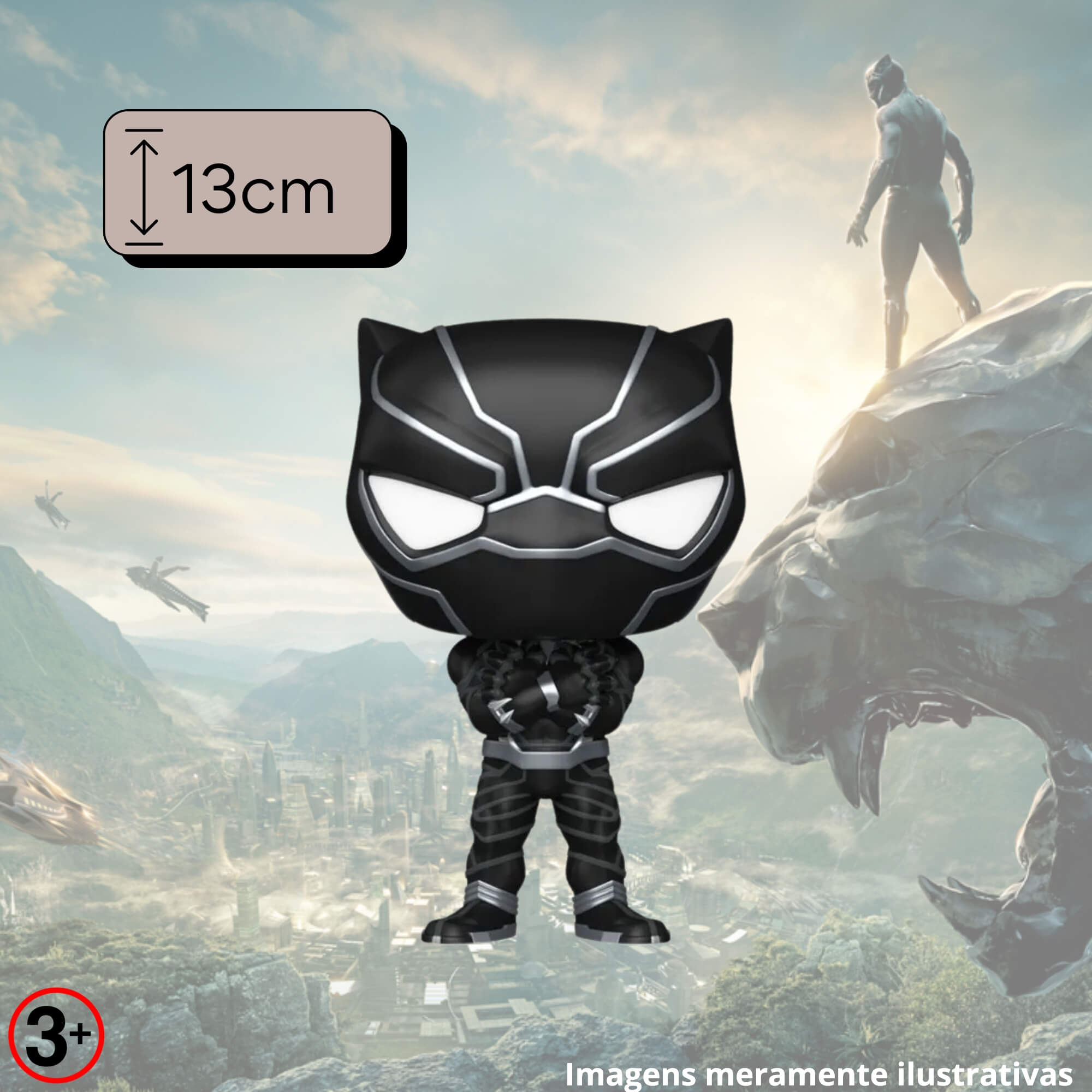 Boneco Colecionável Funko Pop! Marvel Clássicos Pantera Negra 13cm Miniatura Candide - 11695