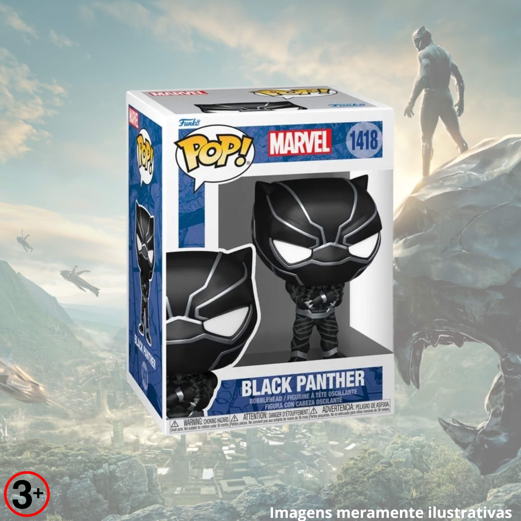 Boneco Colecionável Funko Pop! Marvel Clássicos Pantera Negra 13cm Miniatura Candide - 11695
