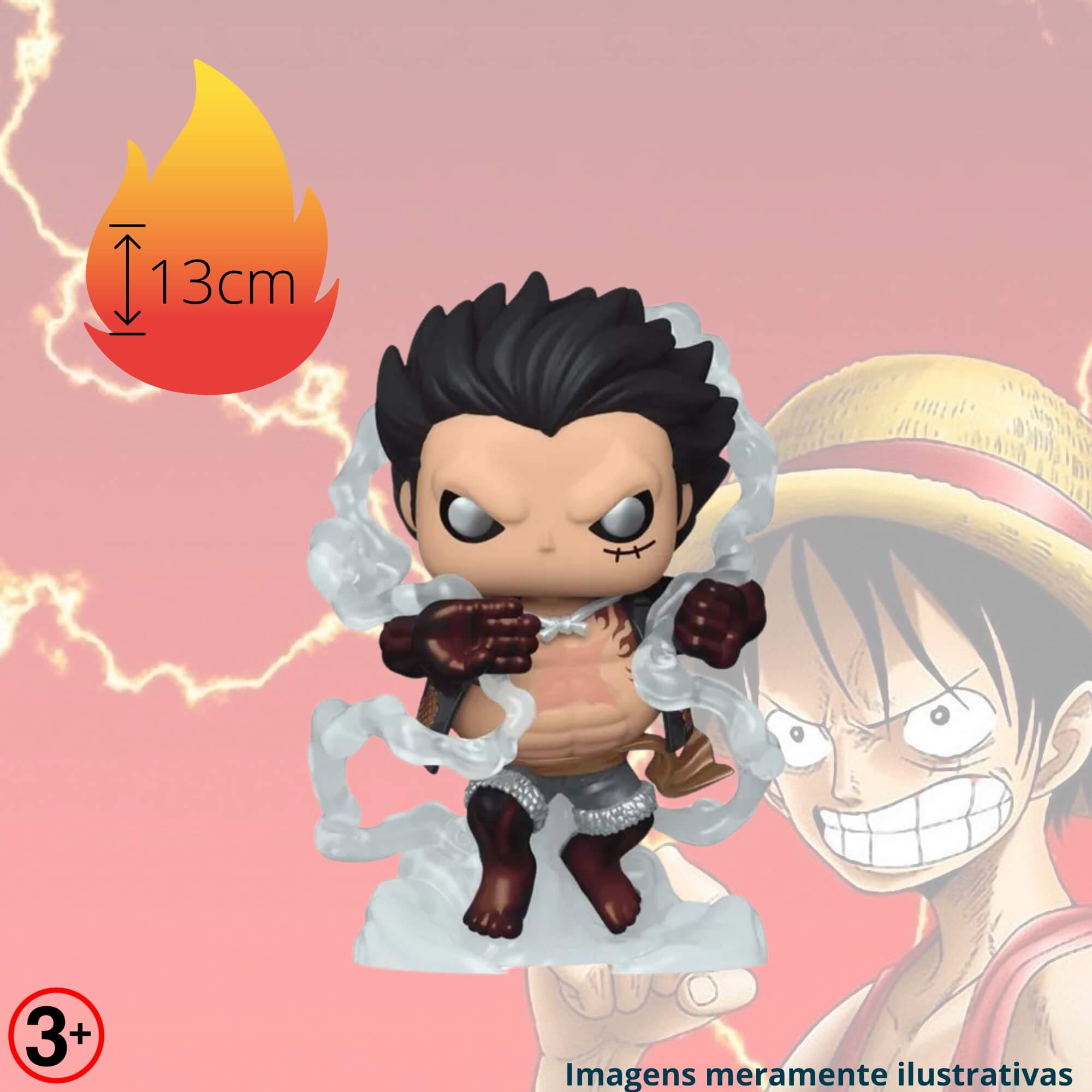 Boneco Colecionável Funko Pop! One Piece Luffy Gear 4 (Metalico) 13cm Miniatura Candide - 12027