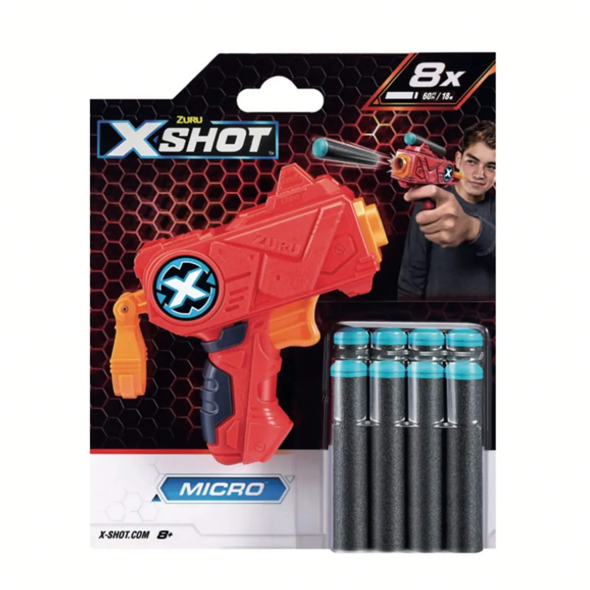 Lançador de Dardos X-Shot Vermelho - Micro com 8 Dardos Candide - 5644