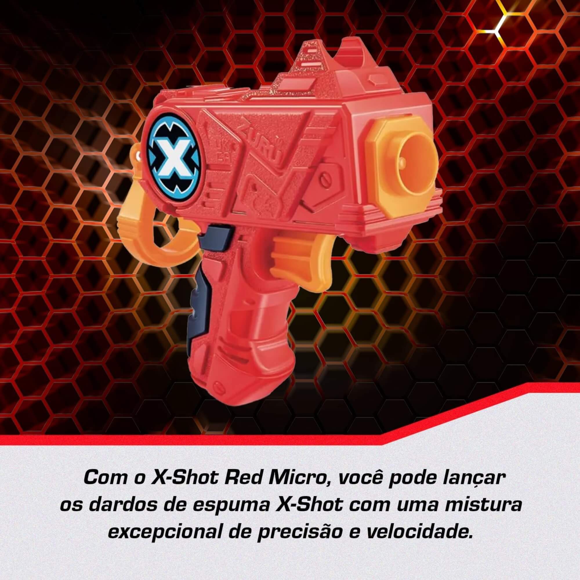 Lançador de Dardos X-Shot Vermelho - Micro com 8 Dardos Candide - 5644