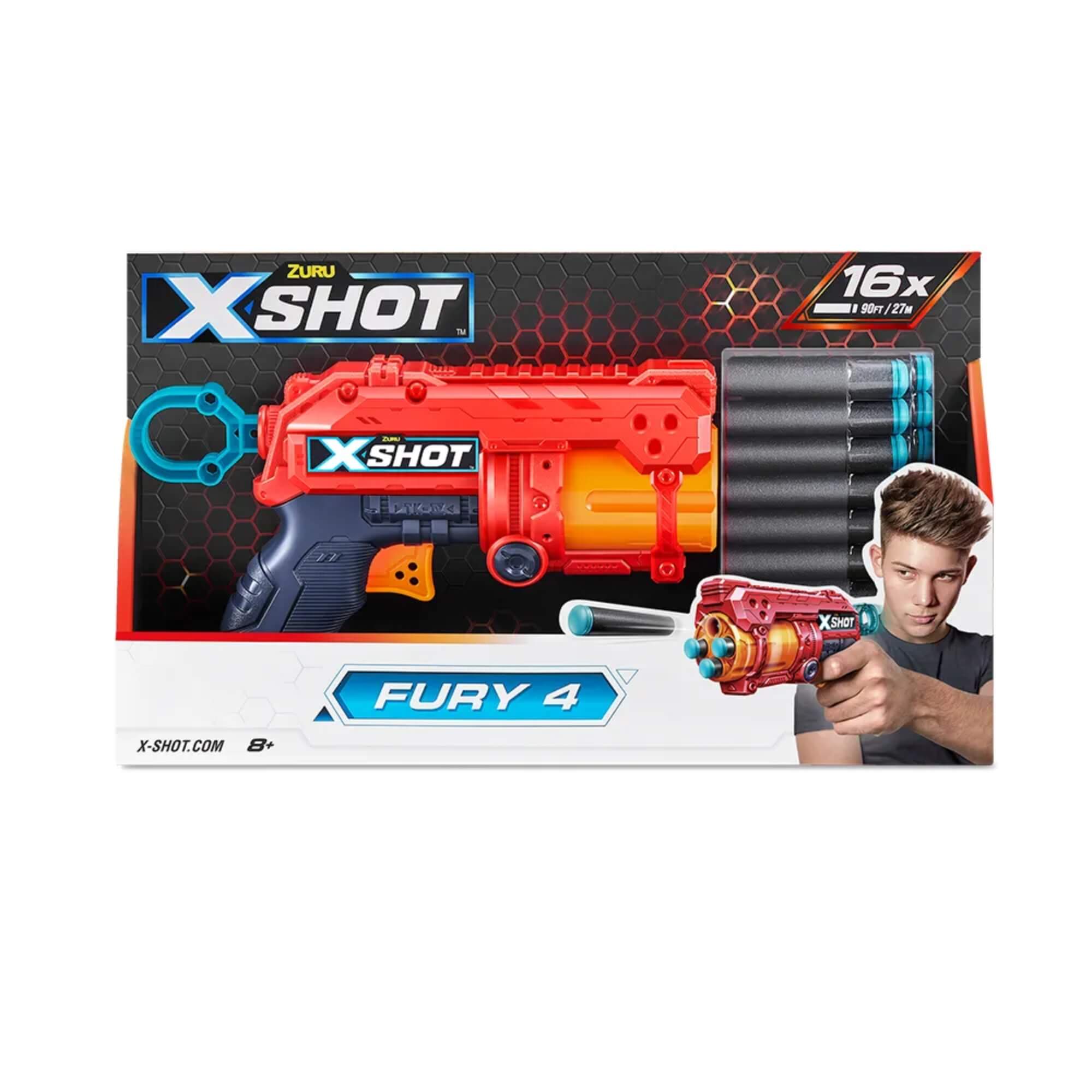Brinquedo Infantil Lançador de Dardos X-Shot Red - Fury 4 c/ 16 dardos Candide - 5710