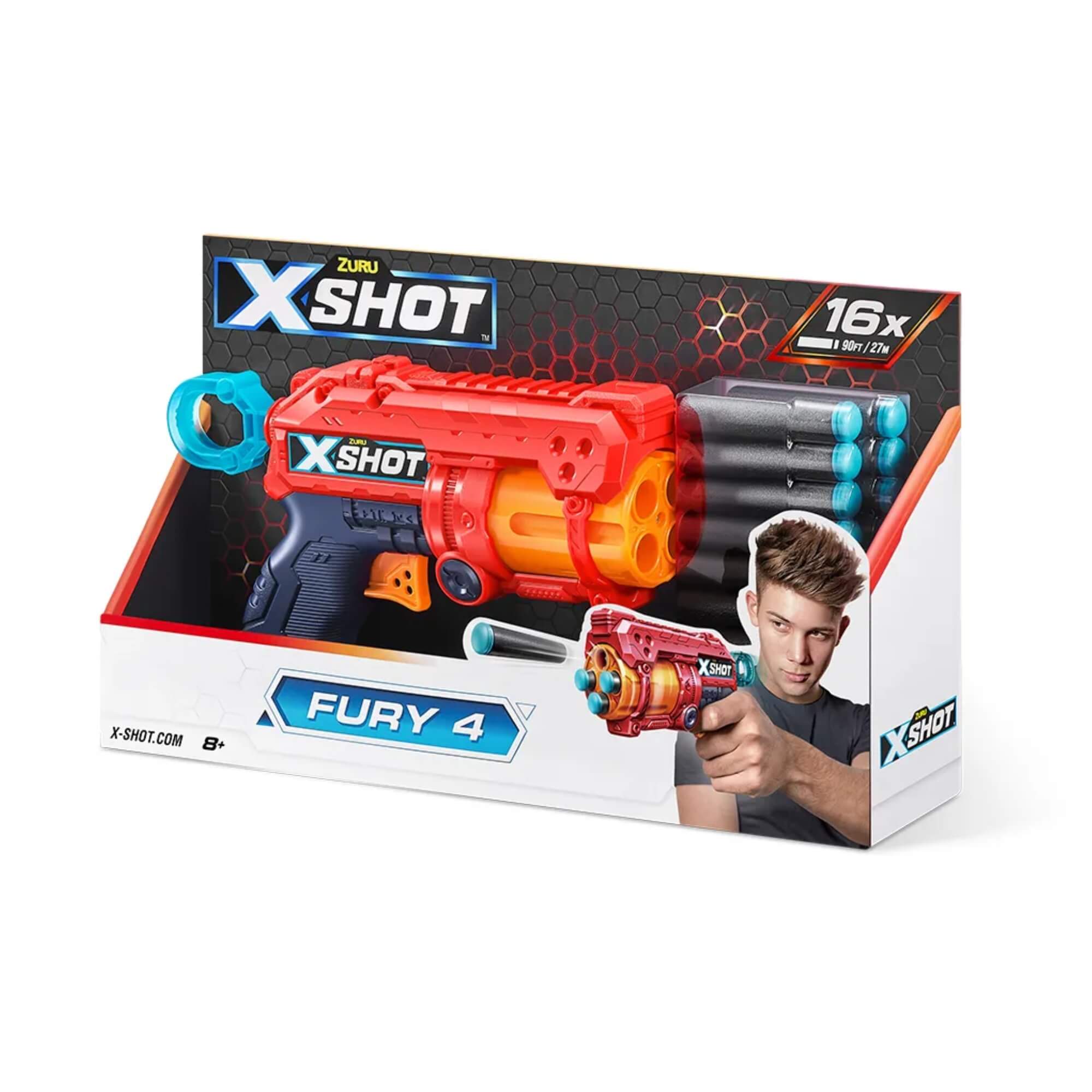 Brinquedo Infantil Lançador de Dardos X-Shot Red - Fury 4 c/ 16 dardos Candide - 5710