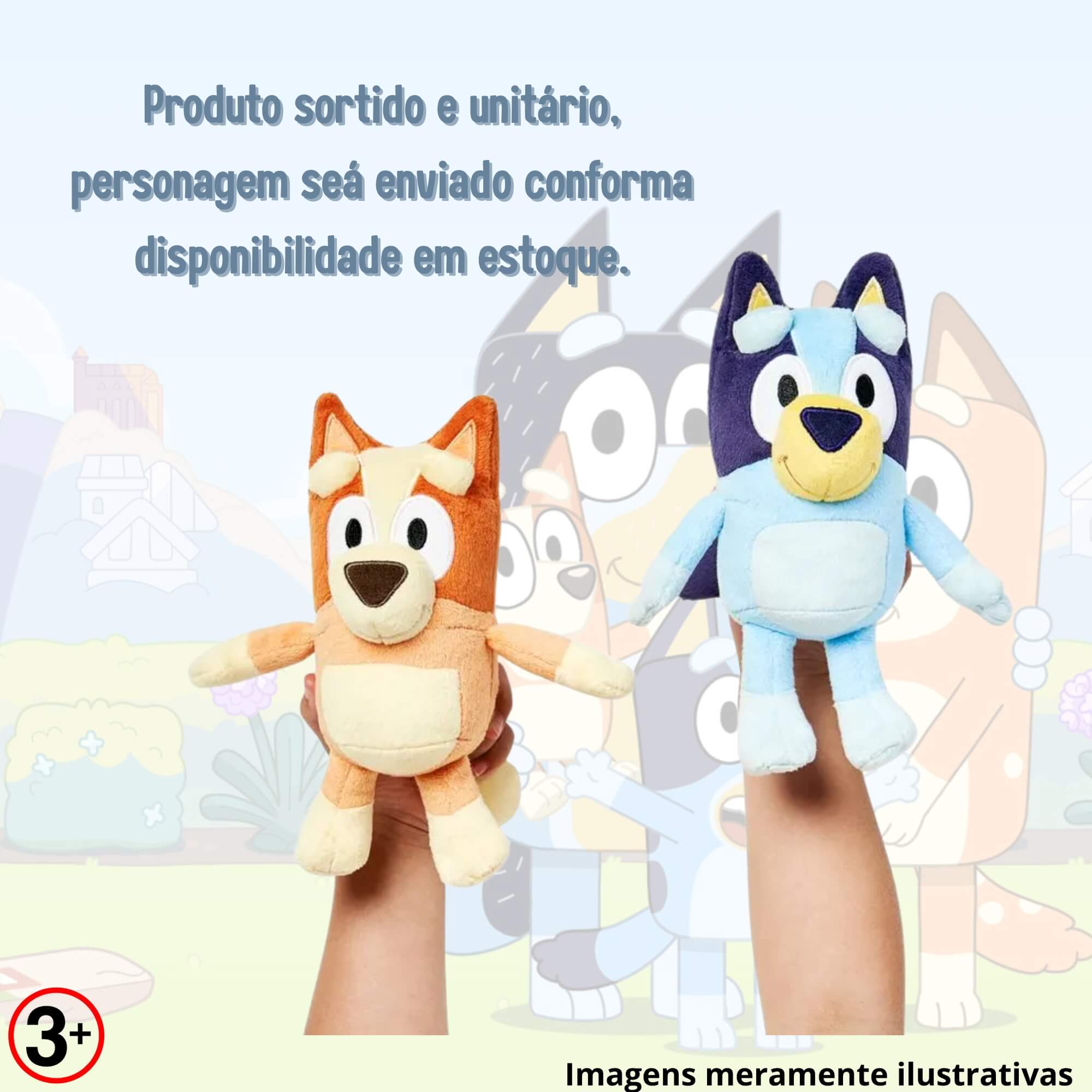 Brinquedo Sortido Unitário Pelúcia Filme Disney Bluey ou Bingo 20cm Infantil Candide - 7934