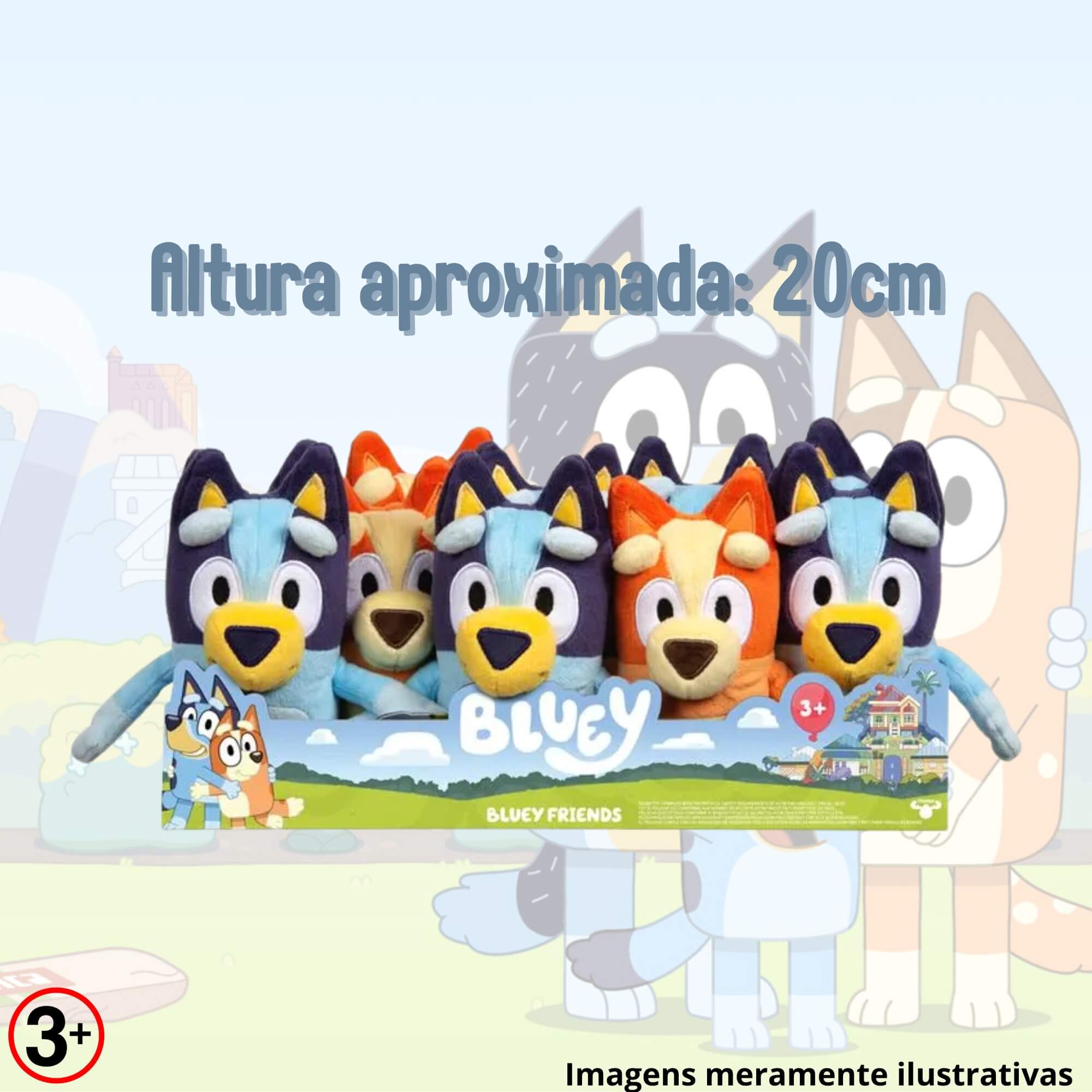 Brinquedo Sortido Unitário Pelúcia Filme Disney Bluey ou Bingo 20cm Infantil Candide - 7934