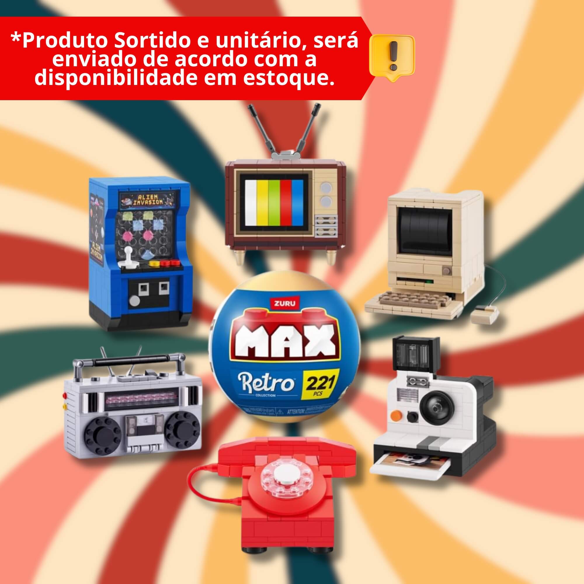 Brinquedo Bloco de Montar Max Premium Retrô Sortido e Unitário Candide - 26003