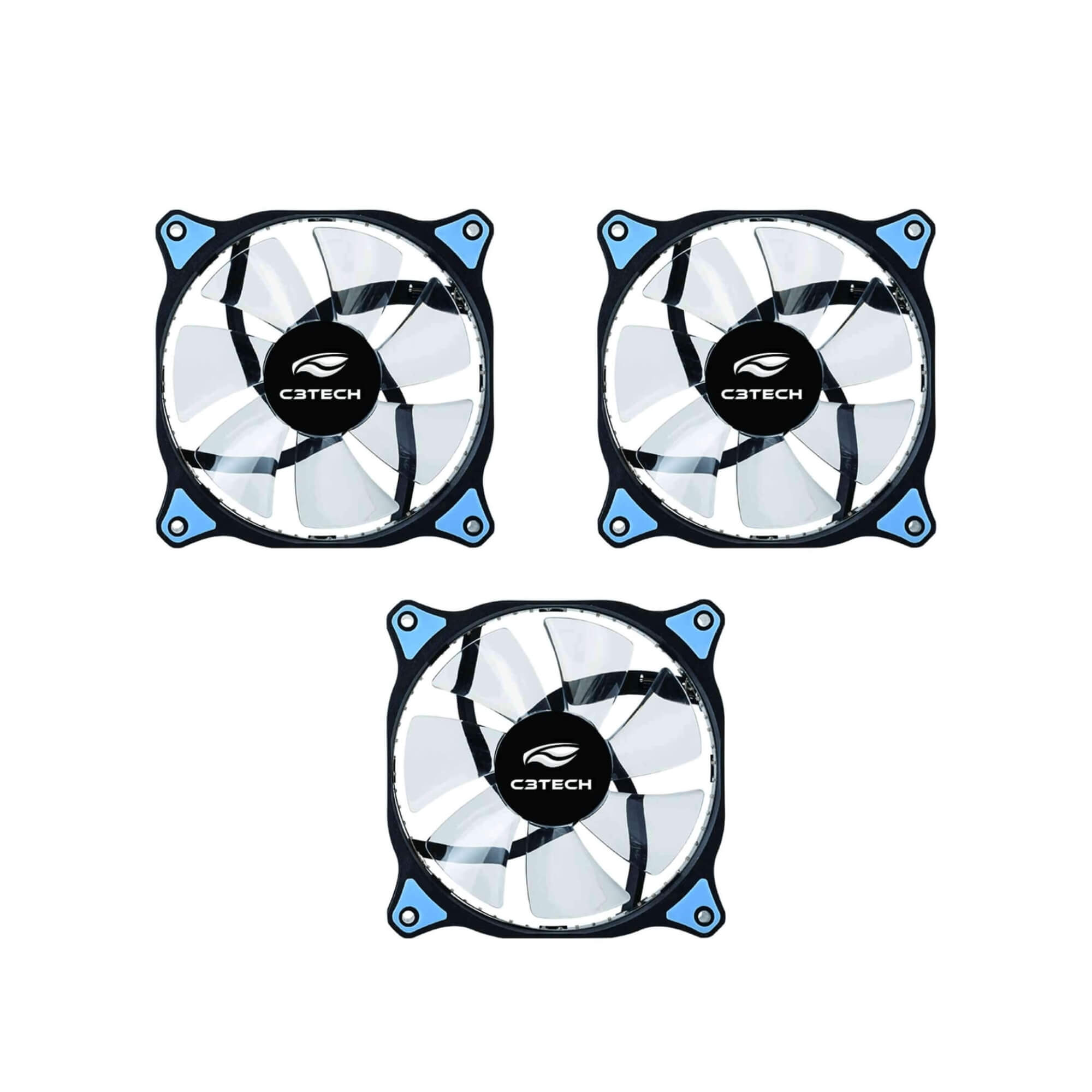 COMP Kit c/ 3 Coolers para Gabinete 120X120 30LED Azul STORM C3Tech - F7-L130BL
