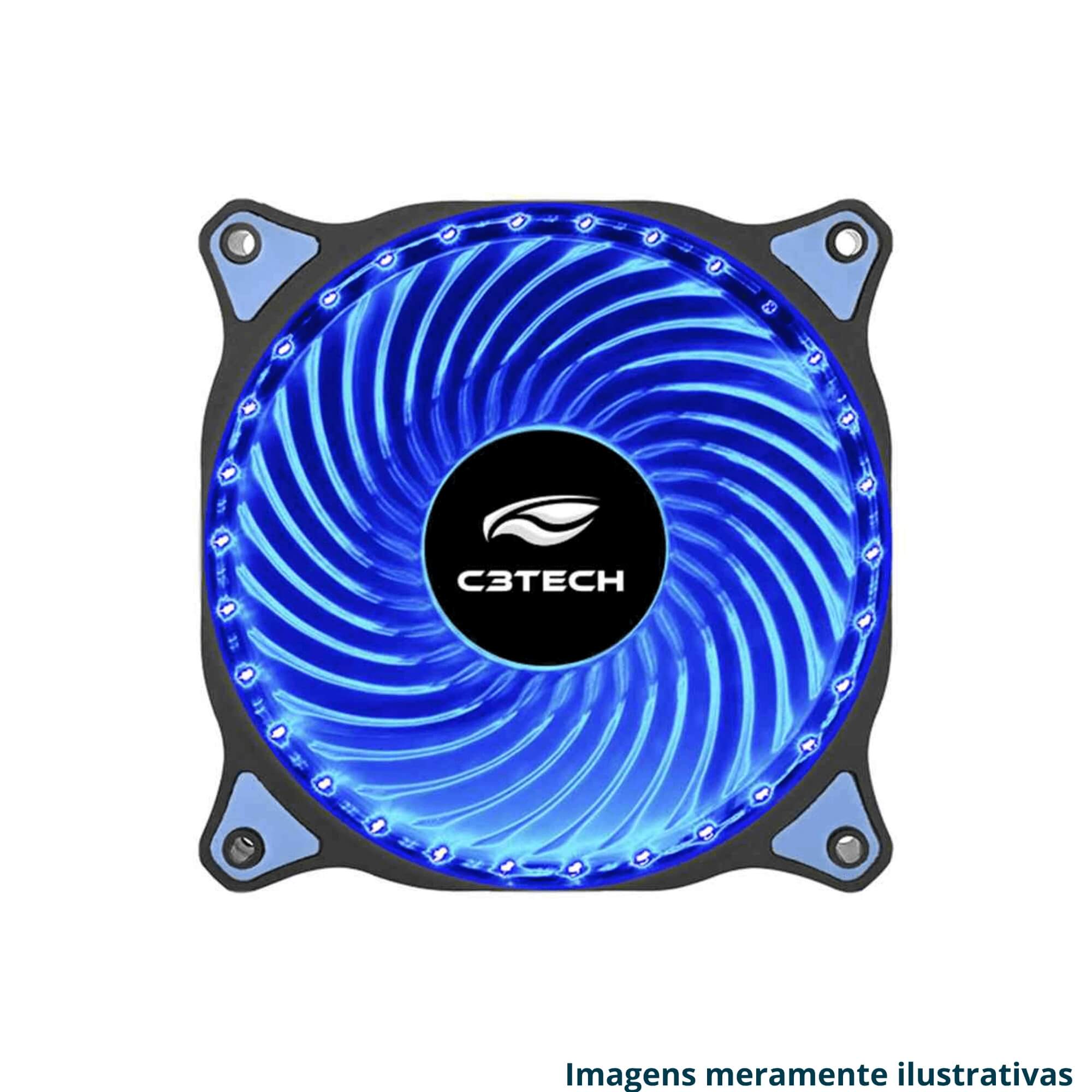 COMP Kit c/ 3 Coolers para Gabinete 120X120 30LED Azul STORM C3Tech - F7-L130BL