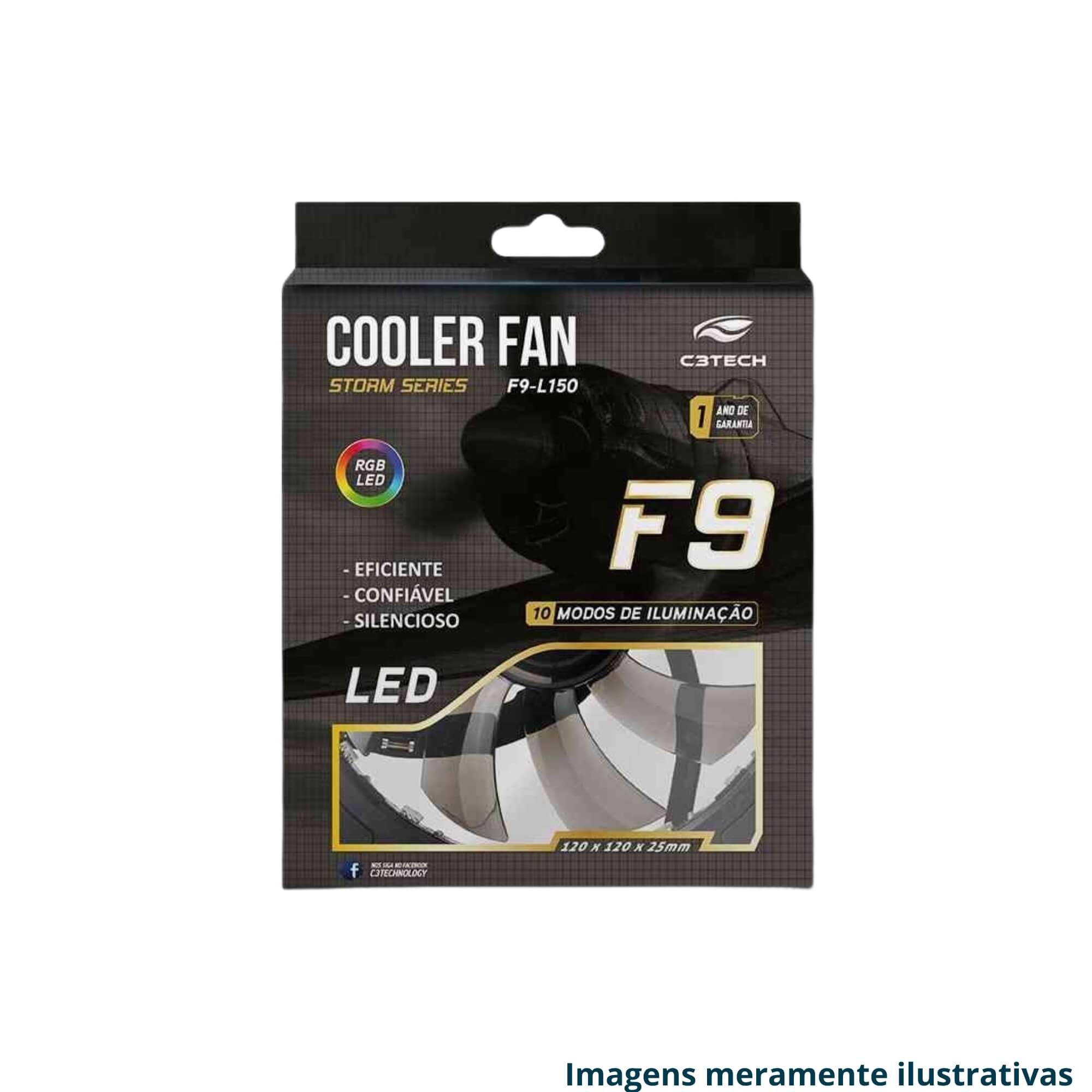 COMP Kit c/ 3 Coolers para Gabinete 120X120 18LED RGB STORM C3Tech - F9-L150RGB
