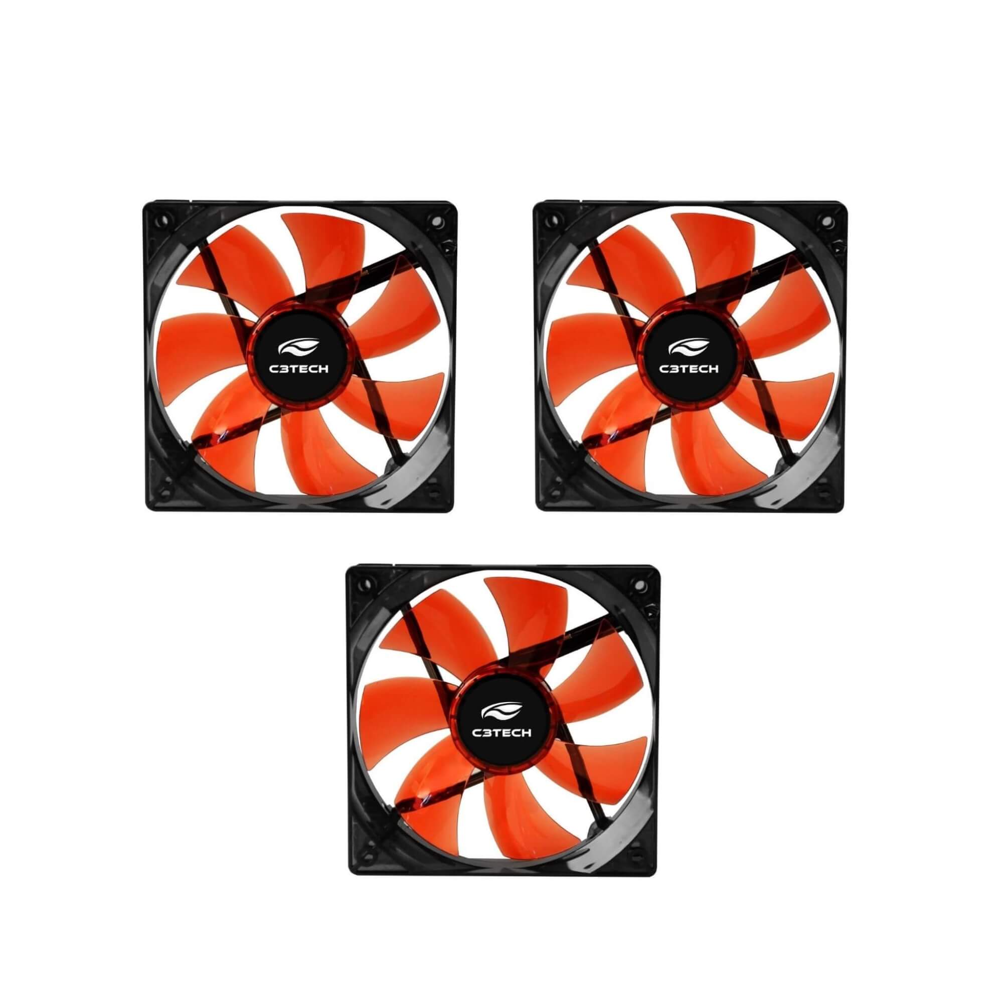 COMP Kit c/ 3 Coolers para Gabinete 120X120 LED Vermelho STORM C3Tech F7-L100RD