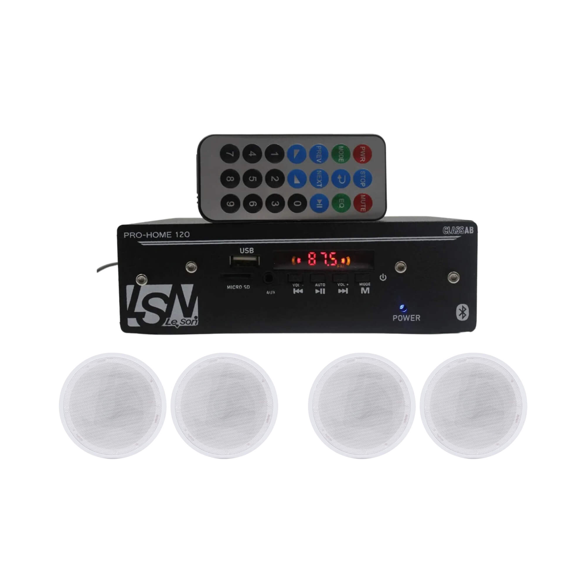 COMP Kit Amplificador Receiver 120w 4 Canais + 4 Arandelas Brancas 110W Rms Orion Full Range Leson