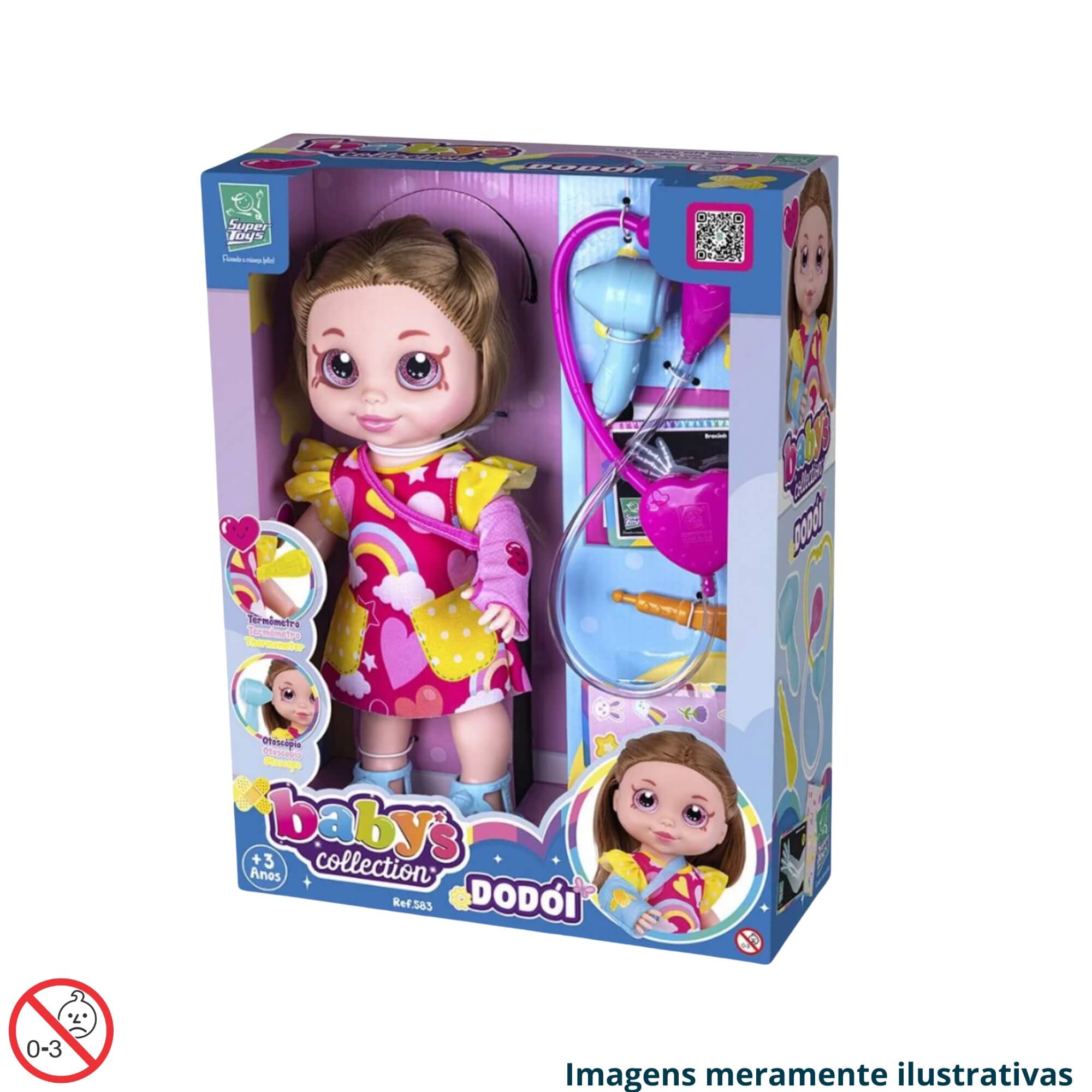 COMP Kit Boneca Babys Dodói c/ Acessórios de Médico + Banheira Nenequinha Hora do Banho - Super Toys