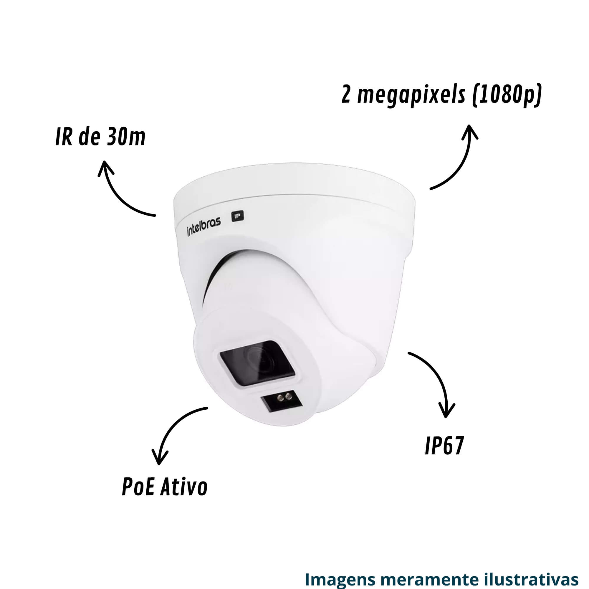 Câmera Dome IP VIPC 1230 D G2 Full HD 1080p PoE Infravermelho 30M 2MP Full HD Intelbrás - 15170