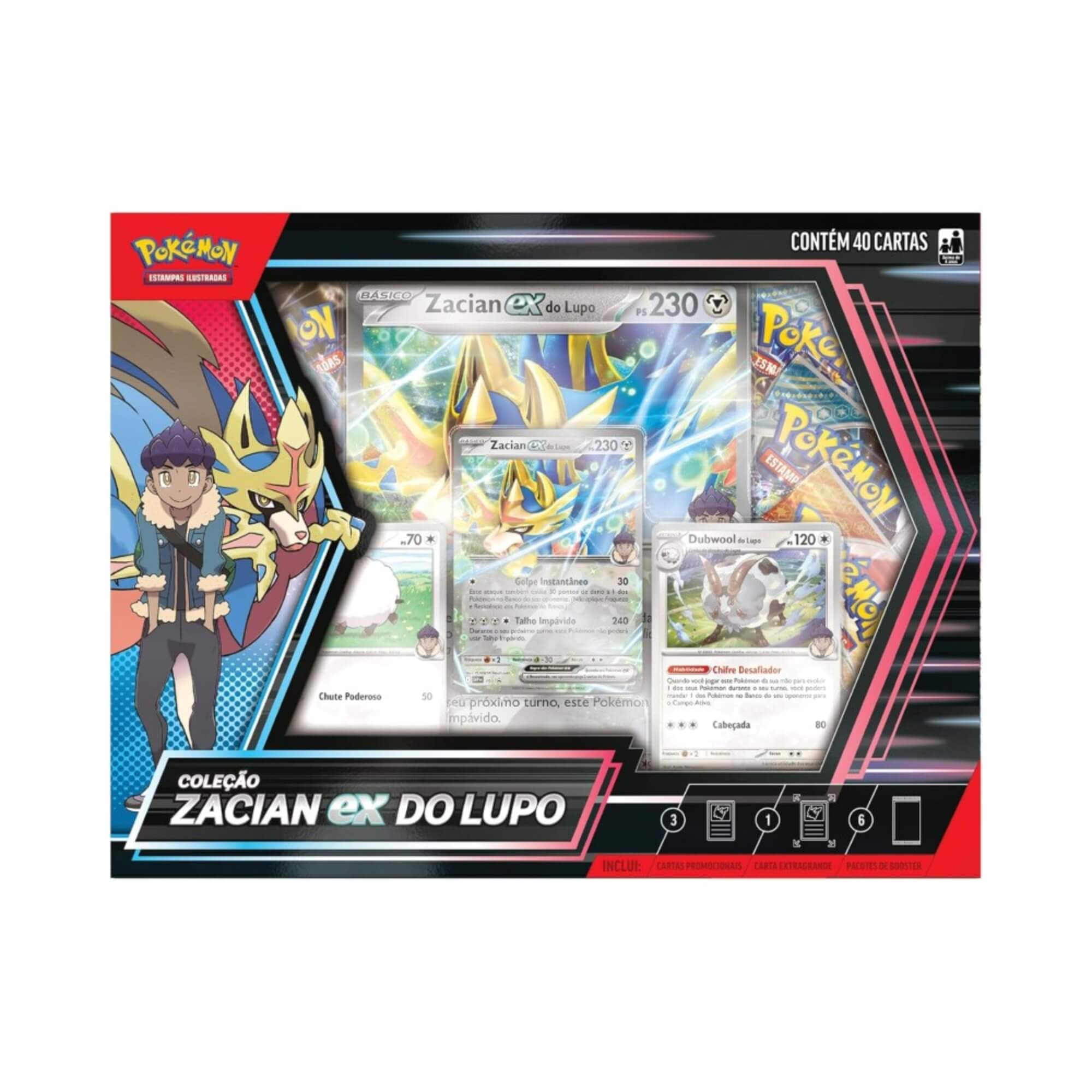 Box Pokemon Coleção Zacian Ex do Lupo Copag - 35263