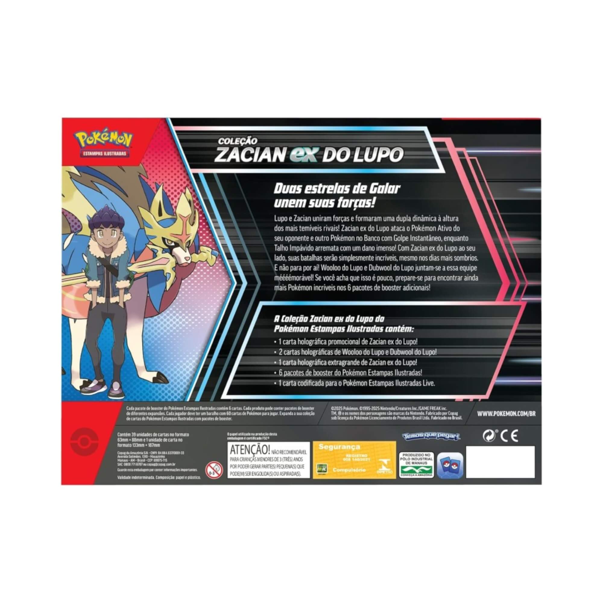 Box Pokemon Coleção Zacian Ex do Lupo Copag - 35263