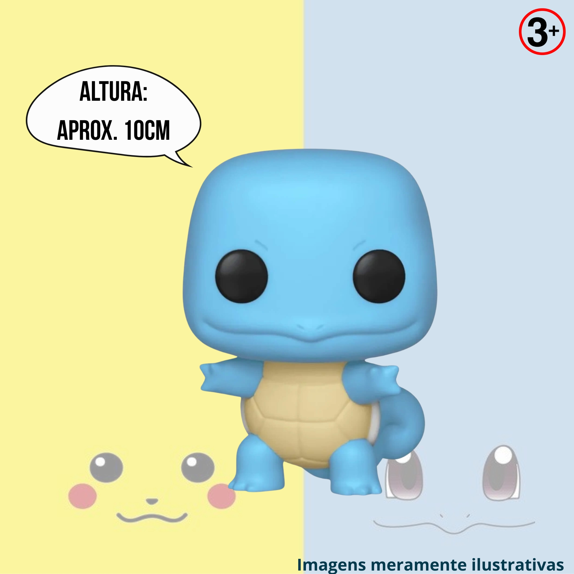 COMP Kit Boneco Colecionável Funko Pop! Pokémon Pikachu 553 + Squirtle 504 Miniatura Candide