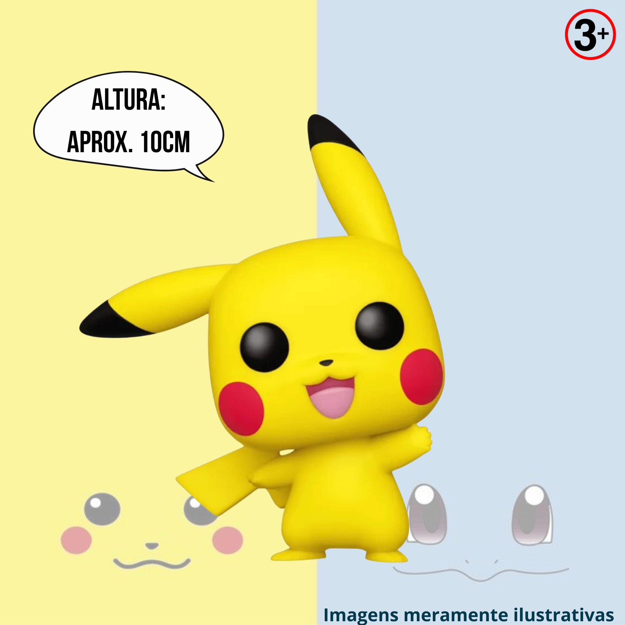 COMP Kit Boneco Colecionável Funko Pop! Pokémon Pikachu 553 + Squirtle 504 Miniatura Candide