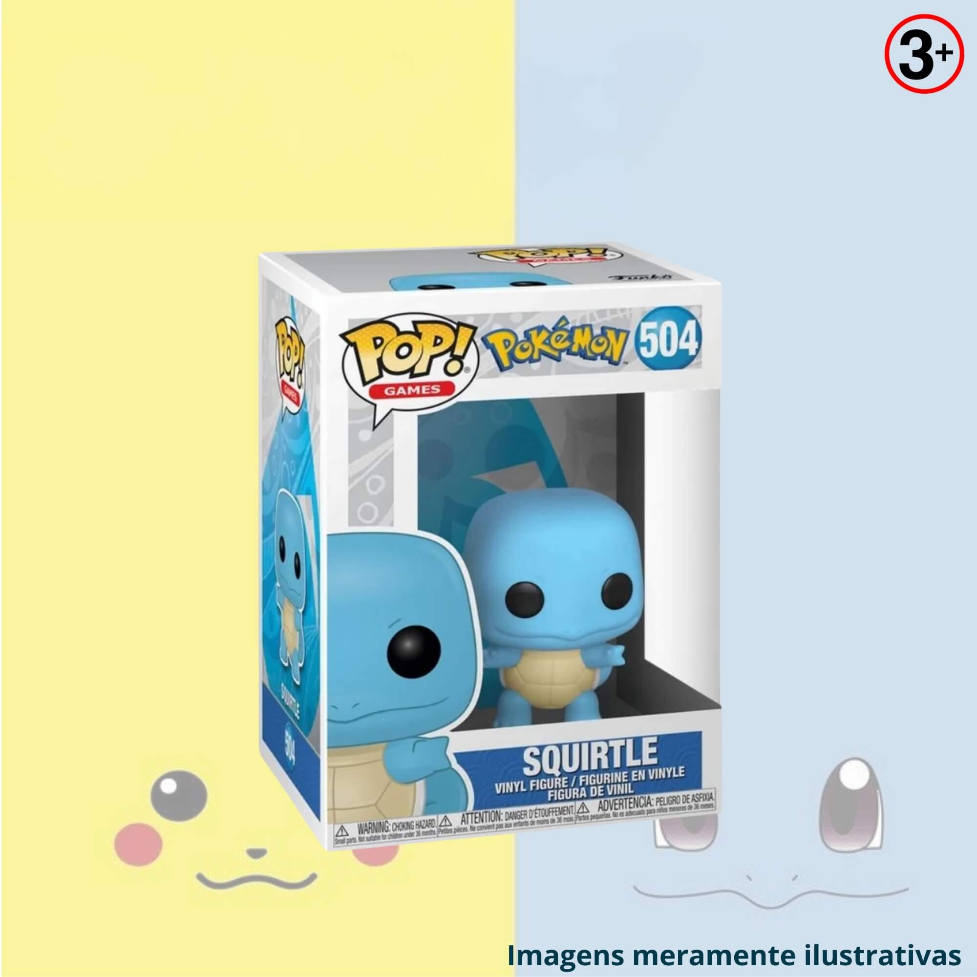 COMP Kit Boneco Colecionável Funko Pop! Pokémon Pikachu 553 + Squirtle 504 Miniatura Candide