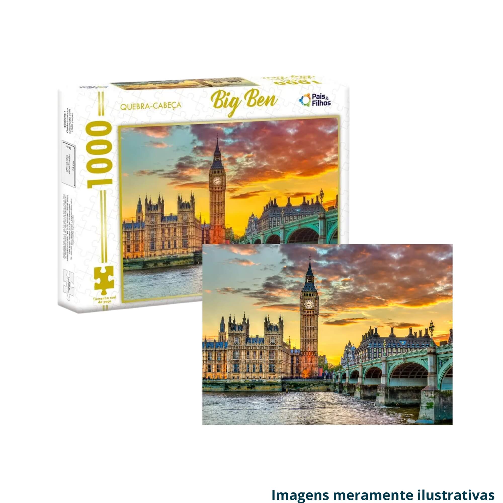 Jogo Quebra-Cabeça Puzzle Big Ben Londres 8+ anos Pais e Filhos - 10757-1