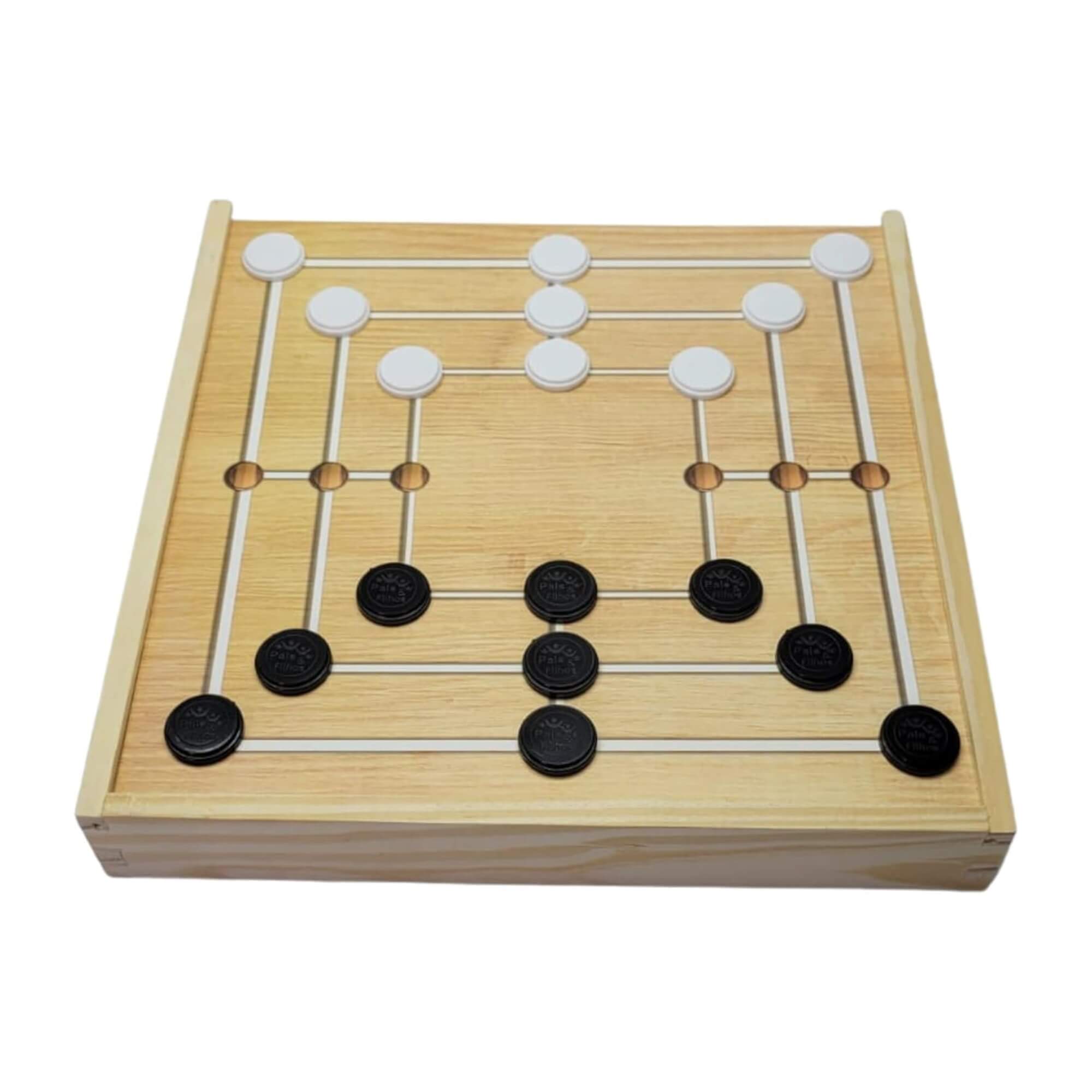 Jogo de Damas, Ludo e Trilha 3 em 1 com Caixa de Madeira Pais e Filhos - 2212-1