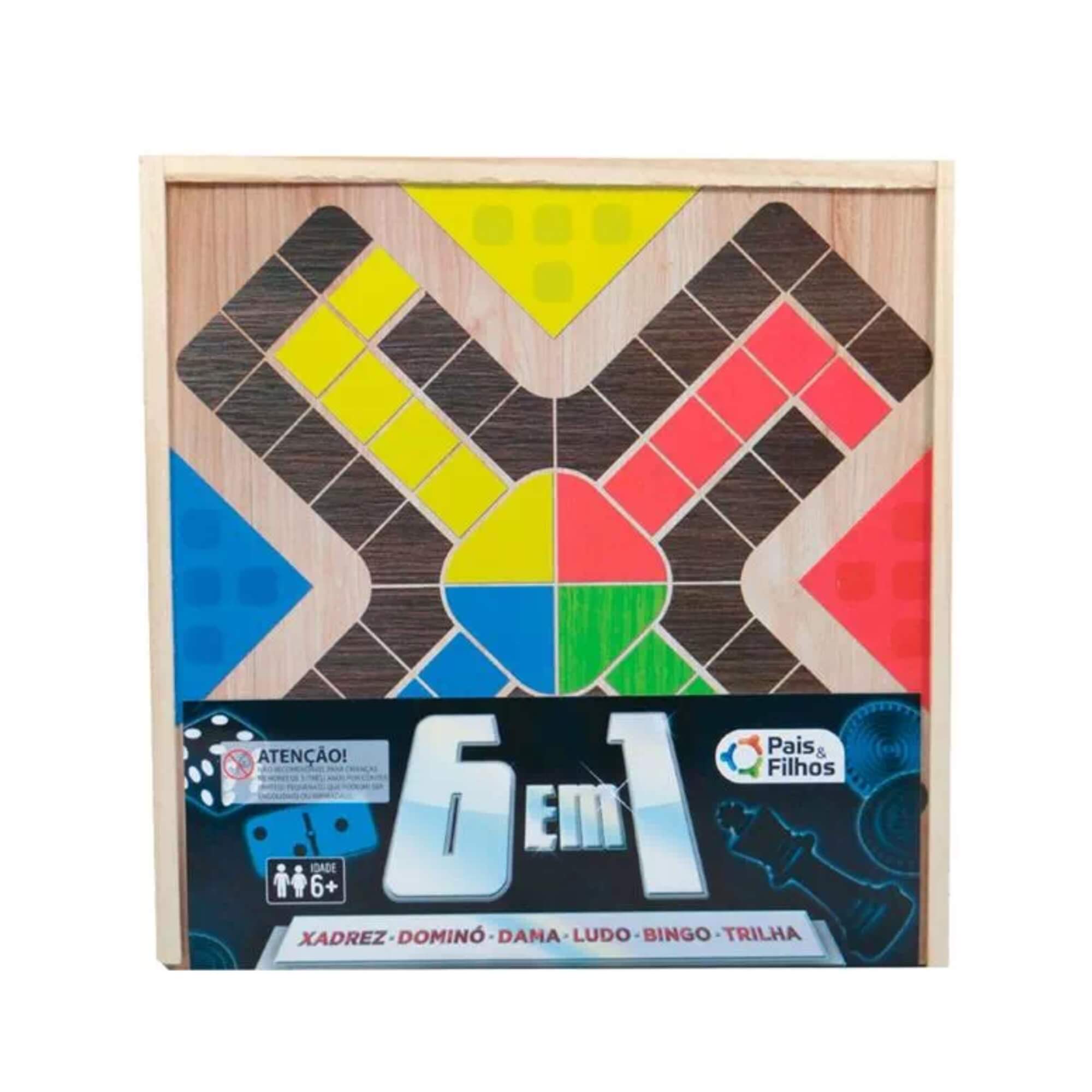 Estojo de Jogos 6 em 1 Brinquedo Educativo 6+ anos Pais e Filhos - 2879-1