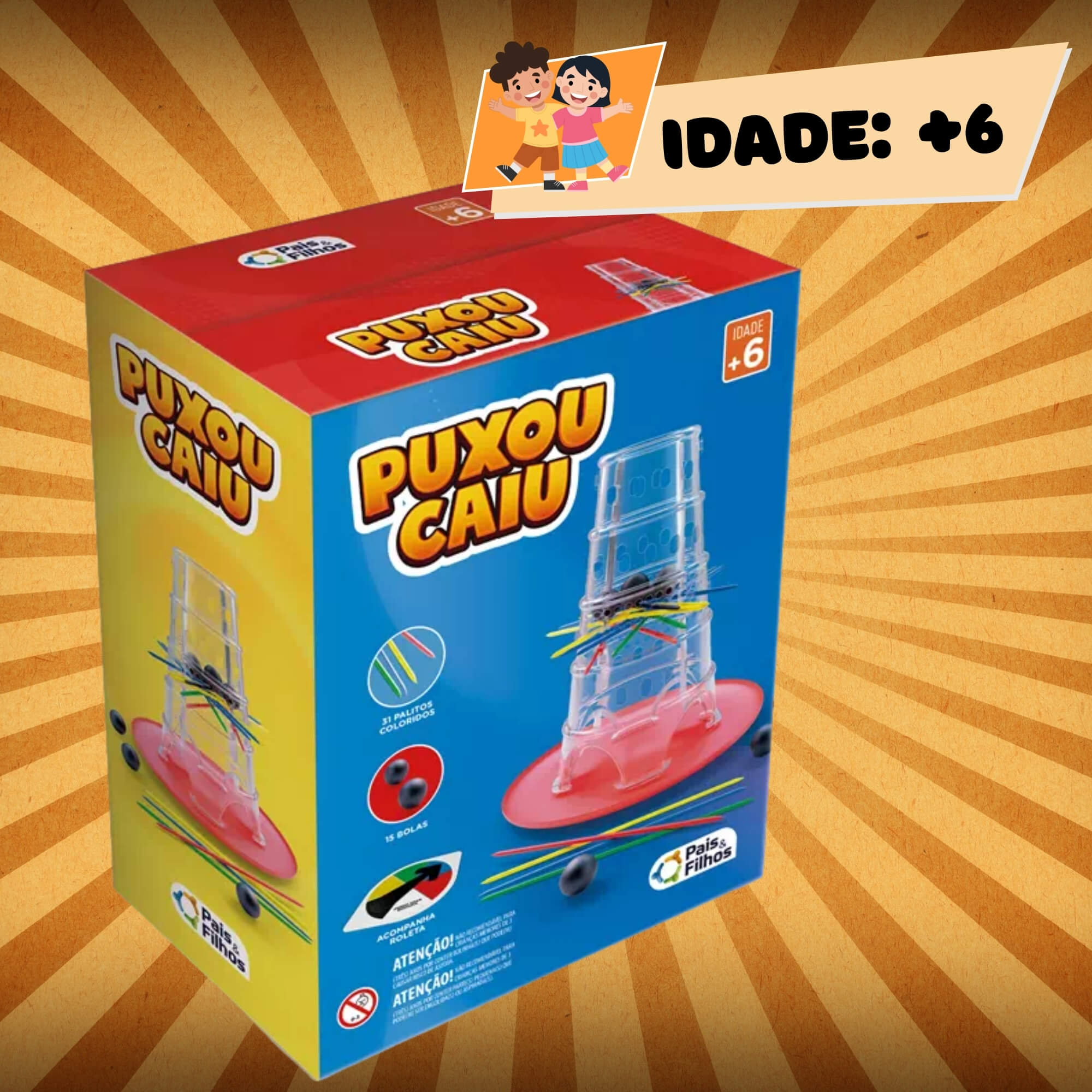 Jogo Puxou Caiu Torre Transparente Pais e Filhos - 791937-1