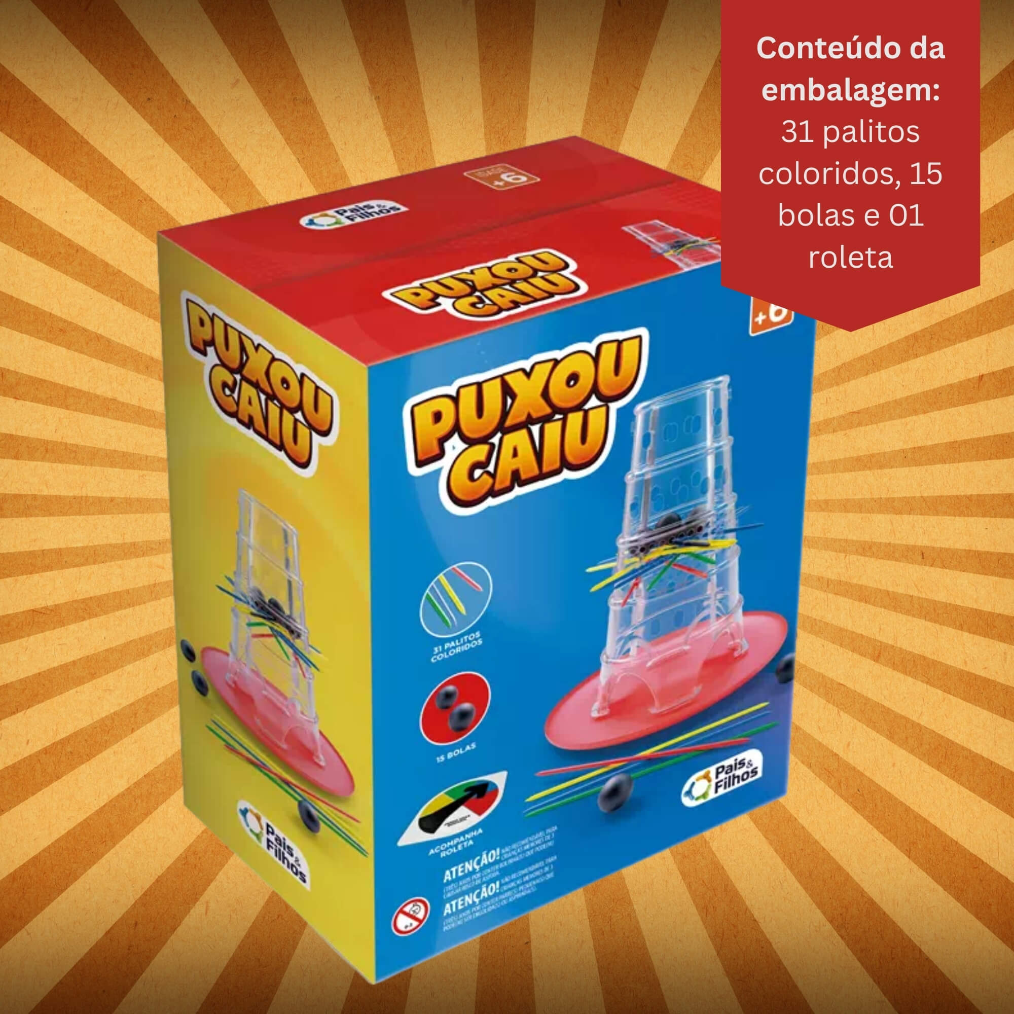 Jogo Puxou Caiu Torre Transparente Pais e Filhos - 791937-1