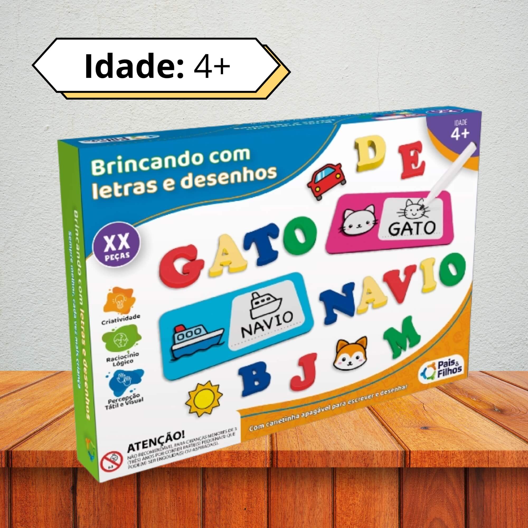 Jogo Infantil Educativo Brincando com Letras e Desenhos Pais e Filhos - 792956-1