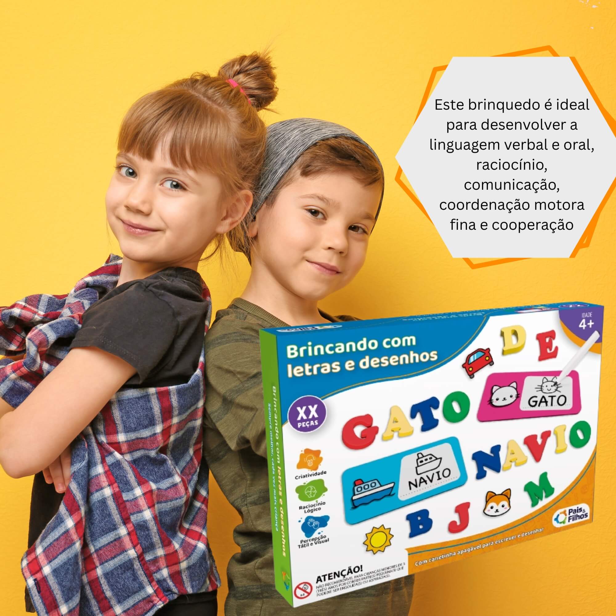 Jogo Infantil Educativo Brincando com Letras e Desenhos Pais e Filhos - 792956-1