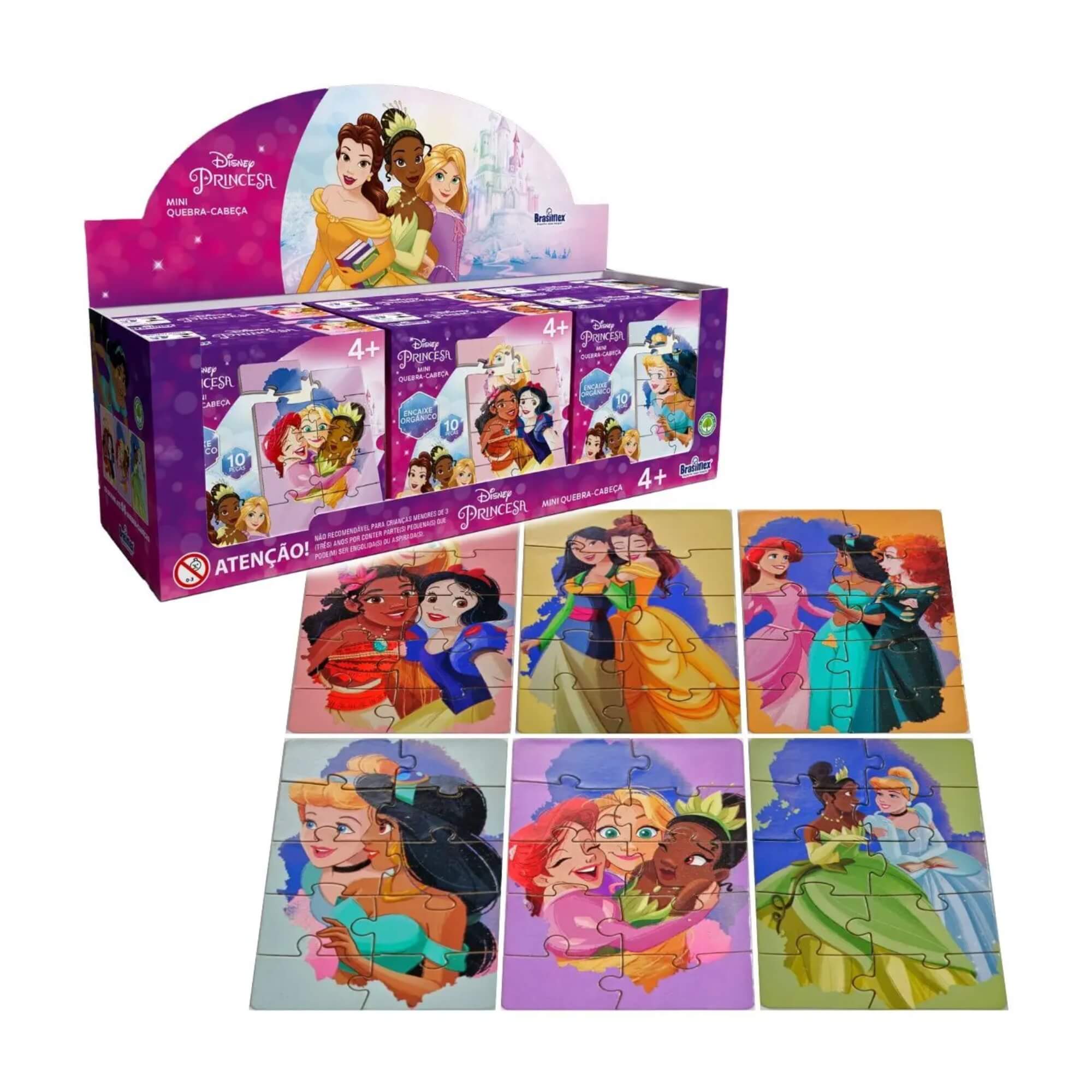 Mini Quebra Cabeça de Madeira - Disney Princesa Sortido e Unitário - Pais e Filhos - 811076-1