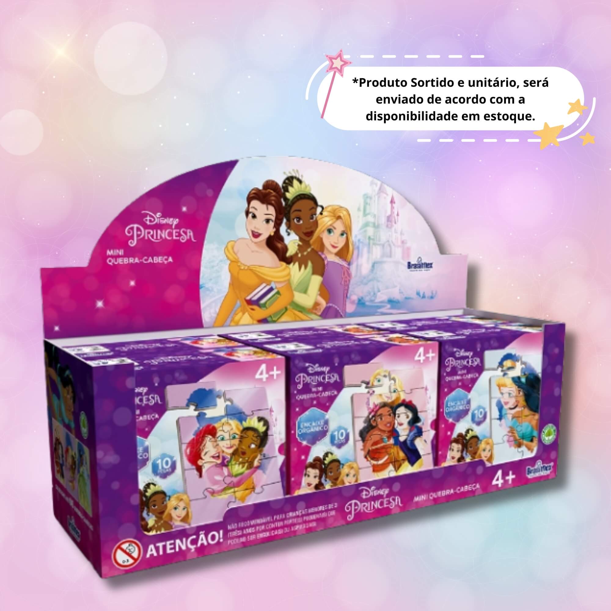 Mini Quebra Cabeça de Madeira - Disney Princesa Sortido e Unitário - Pais e Filhos - 811076-1