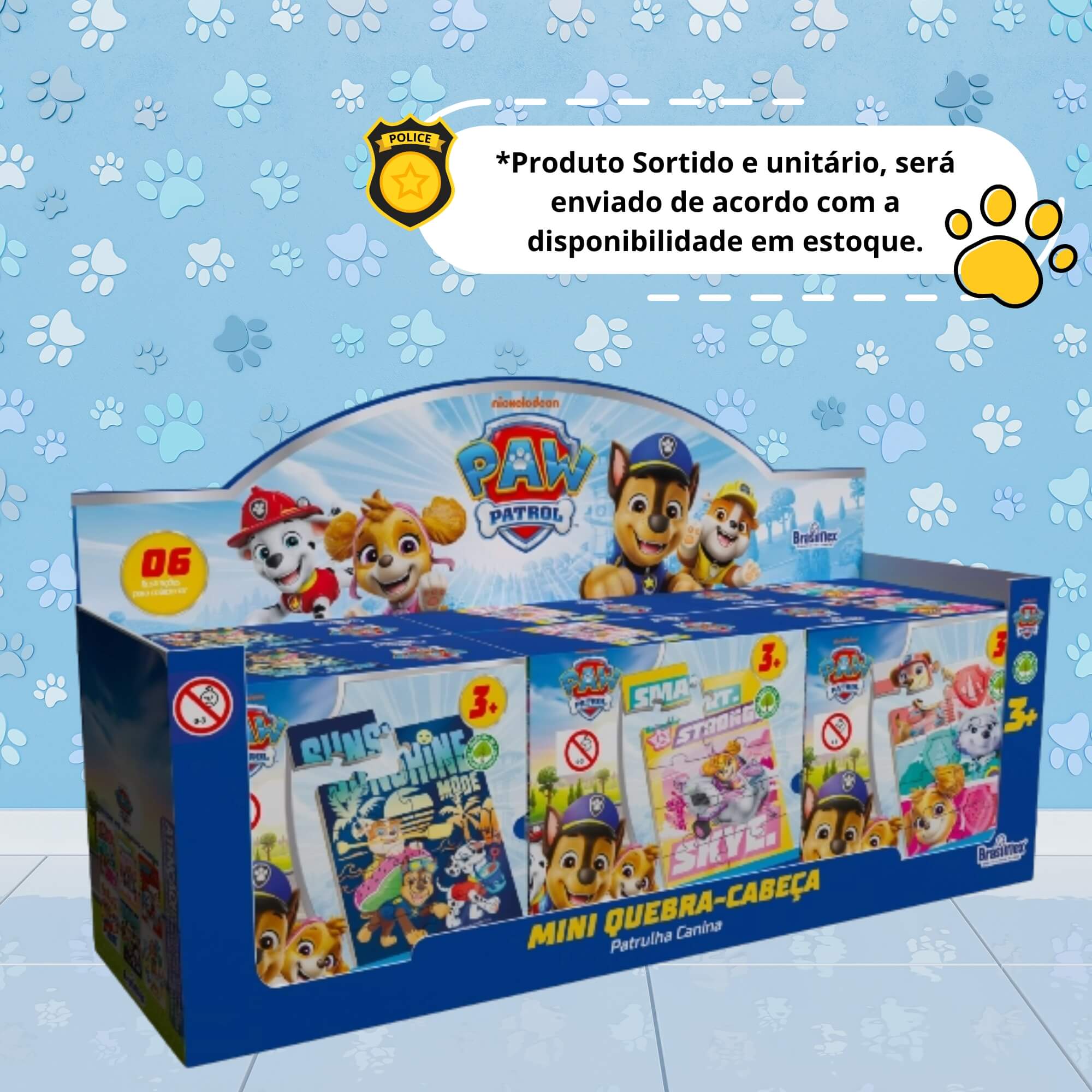 Mini Quebra-Cabeça de Madeira - Patrulha Canina - Sortido e Unitário Pais e Filhos - 811078-1