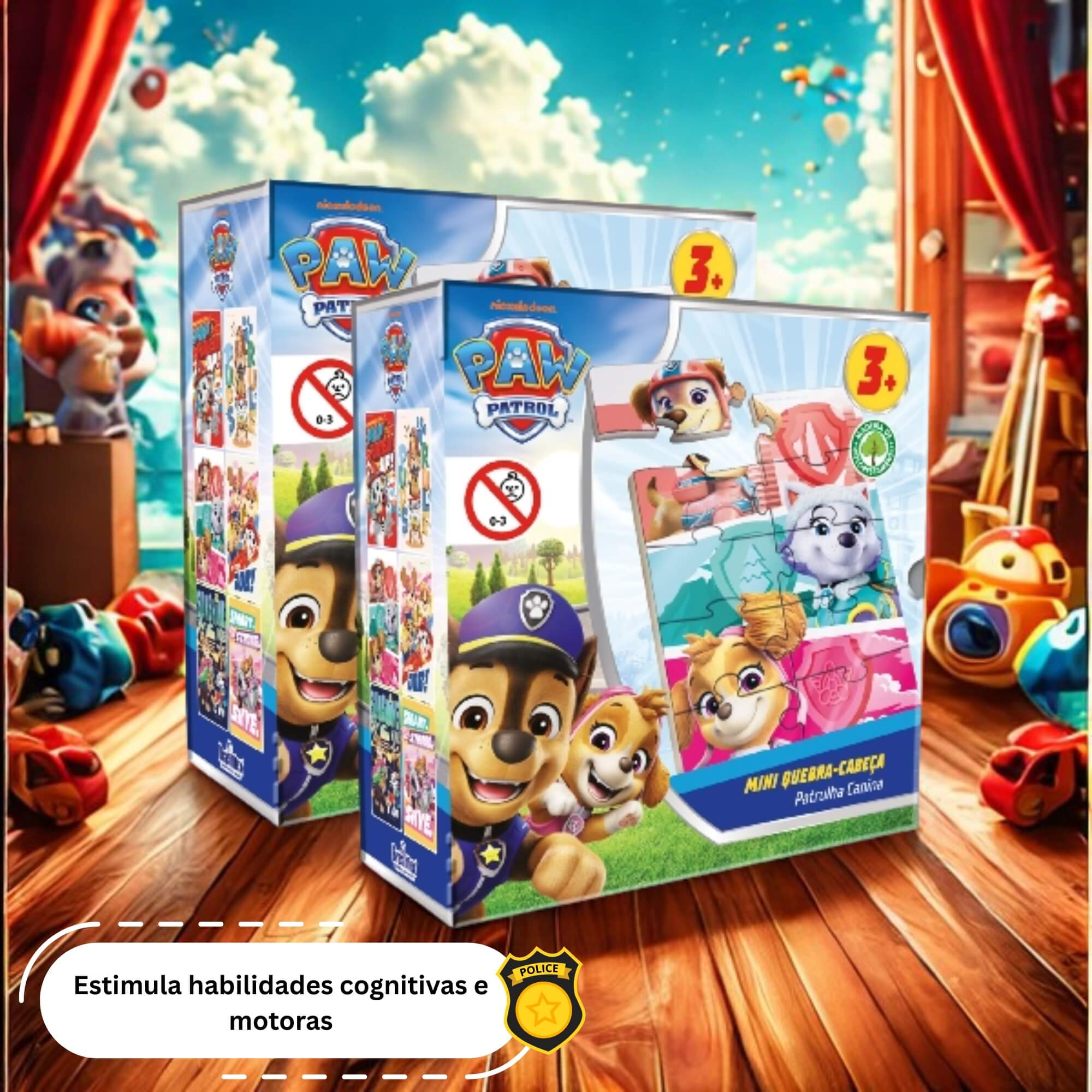 Mini Quebra-Cabeça de Madeira - Patrulha Canina - Sortido e Unitário Pais e Filhos - 811078-1
