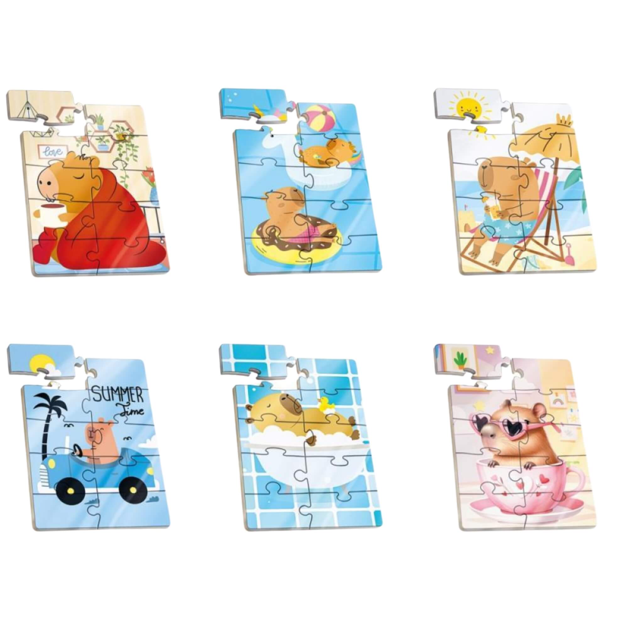 Mini Quebra-Cabeça de Madeira - Capivara - Sortido e Unitário Pais e Filhos - 813295-1