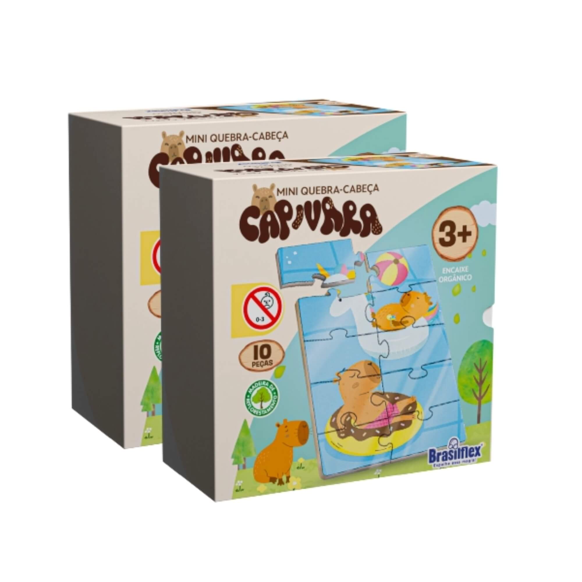 Mini Quebra-Cabeça de Madeira - Capivara - Sortido e Unitário Pais e Filhos - 813295-1