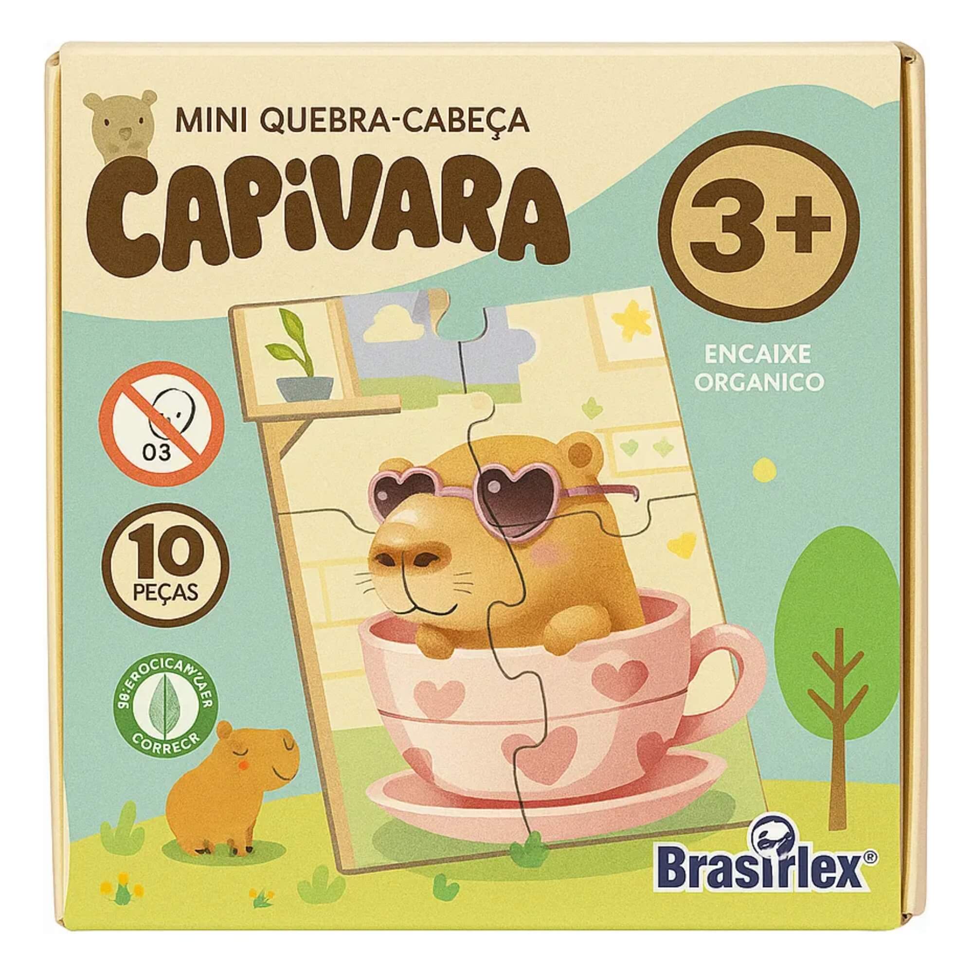 Mini Quebra-Cabeça de Madeira - Capivara - Sortido e Unitário Pais e Filhos - 813295-1