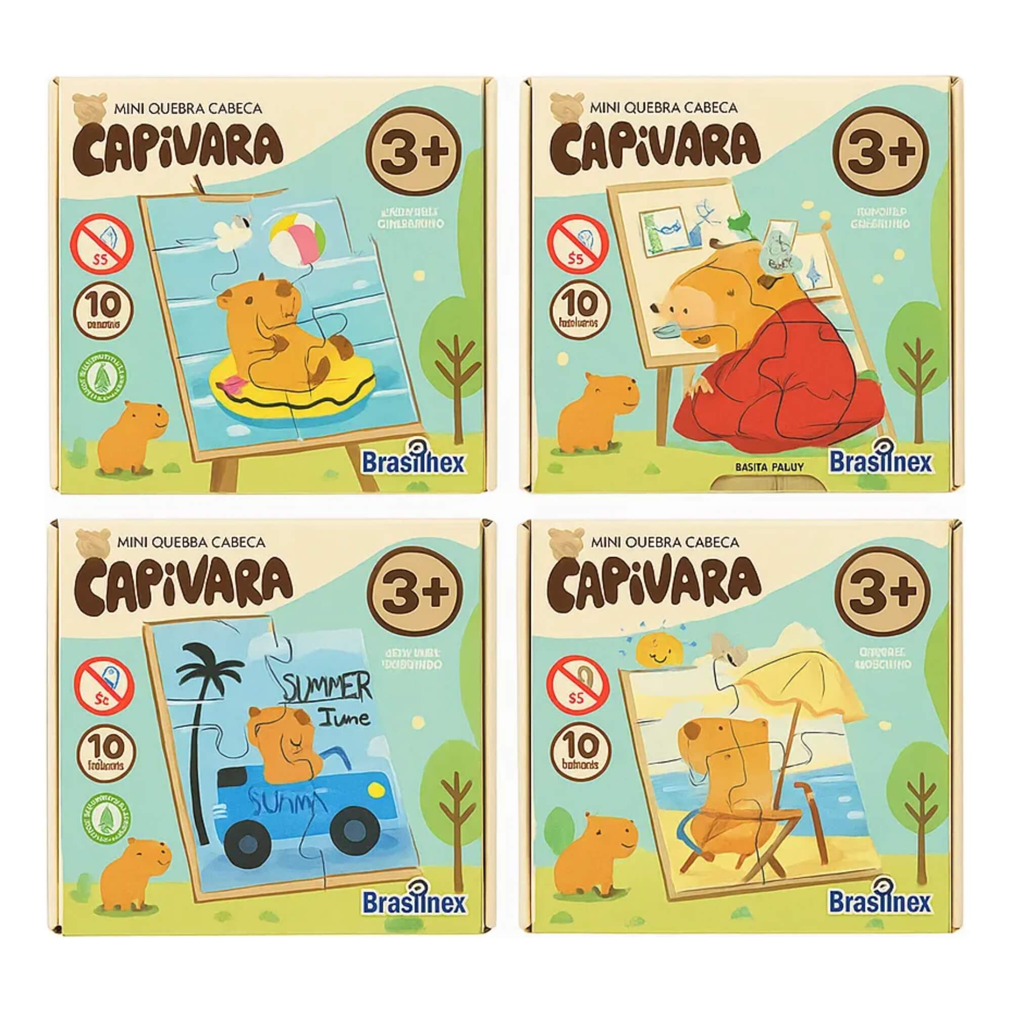 Mini Quebra-Cabeça de Madeira - Capivara - Sortido e Unitário Pais e Filhos - 813295-1