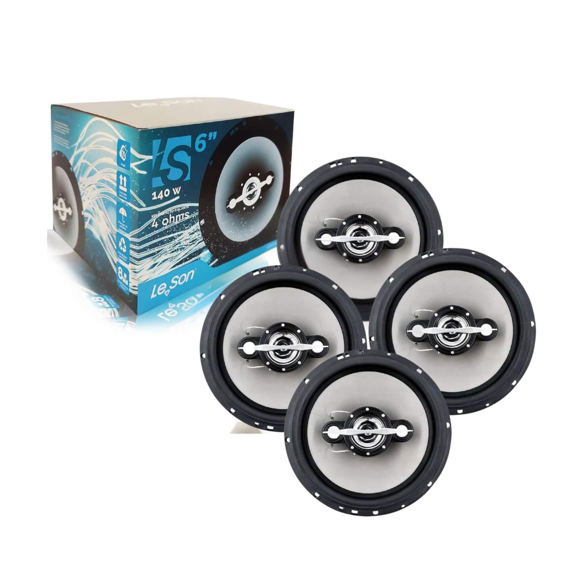 COMP Kit 4 Alto Falantes 6" Quadriaxial 70W RMS Cada e 280 Watts o Kit Leson LS6 - 2LS070060