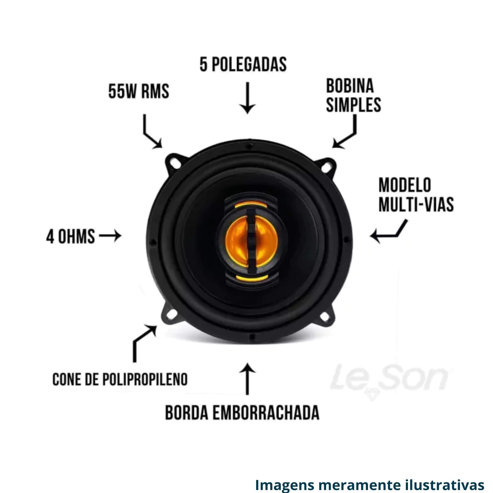 COMP Kit 4 Alto Falantes 6" Quadriaxial 280W RMS + Aros Adaptadores VW Gol G5 / G6 /G7 4 Portas