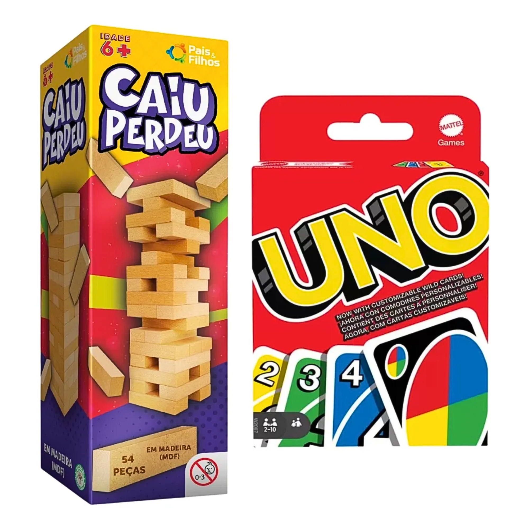 COMP Jogo Uno Cartas Baralho Caiu Perdeu Torre De Mesa Tabuleiro Original Clássico - Mattel Pais e Filhos