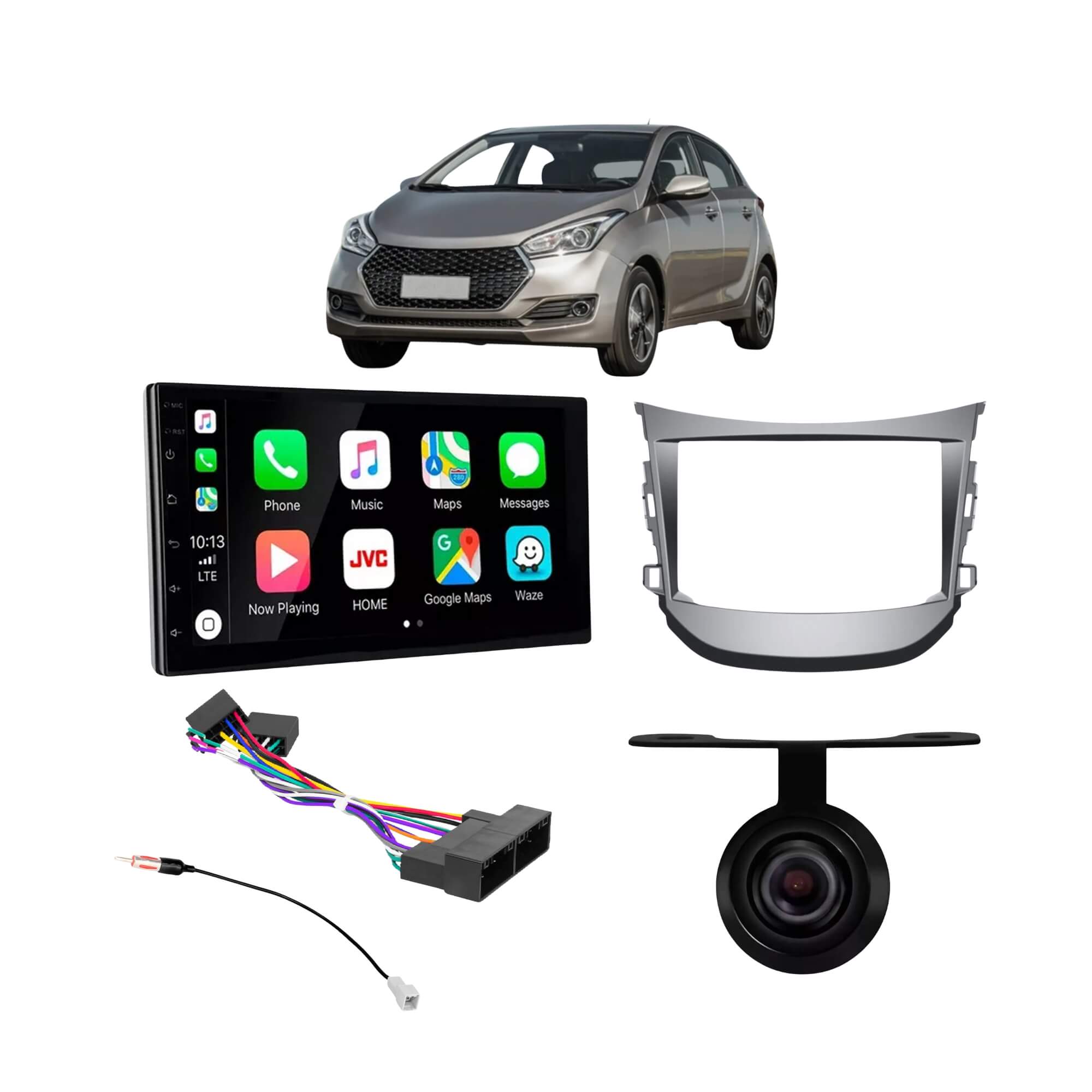 COMP Central Multimidia HB20 2012 a 2019 13 SLIM 7" 2+32GB + Chicotes + Camera Ré + Moldura 2 Din 7"