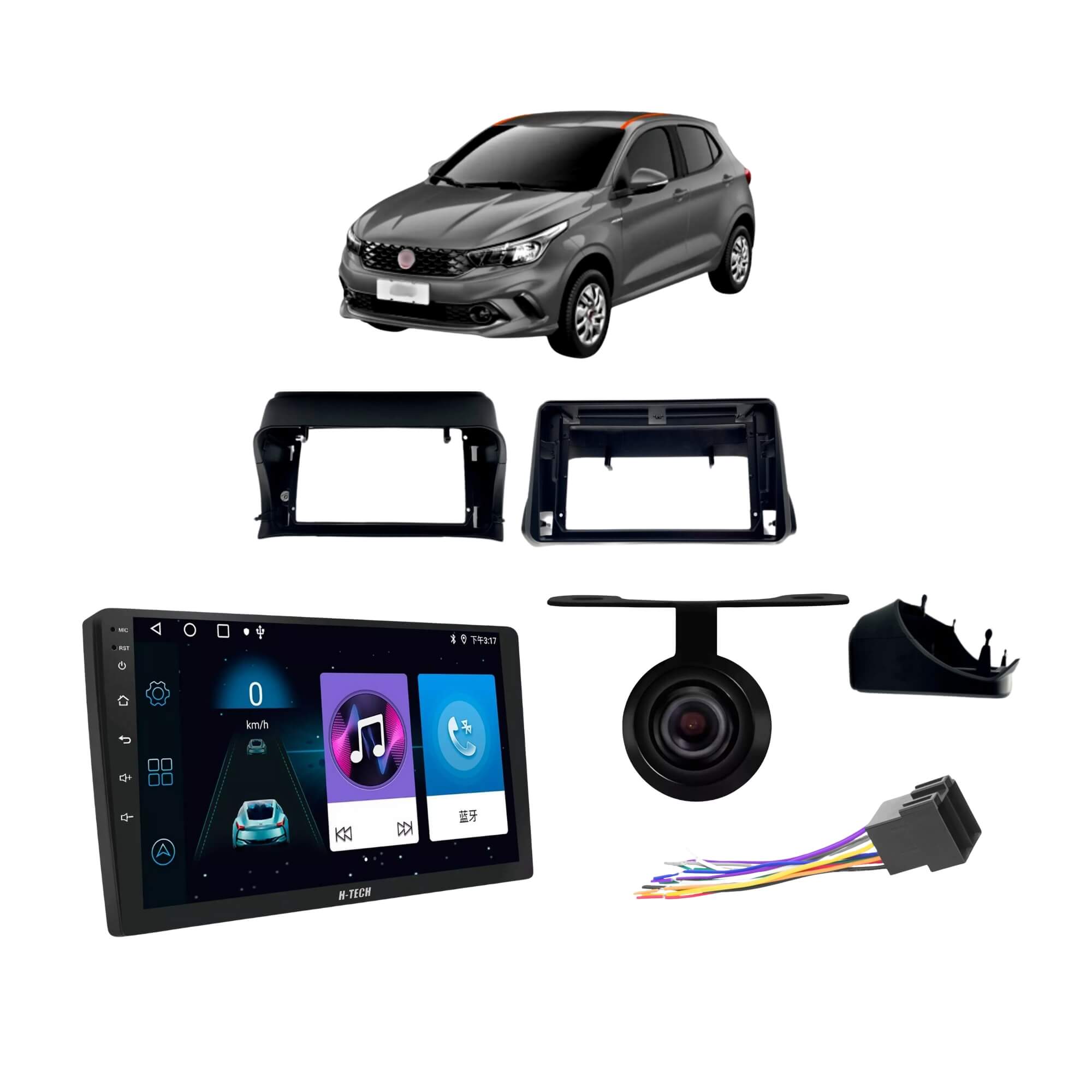 COMP Argo Central Multimidia SLIM 9" QLED 2+64GB + Camera de Ré + Chicote 16 vias + Moldura 2 Din 9"