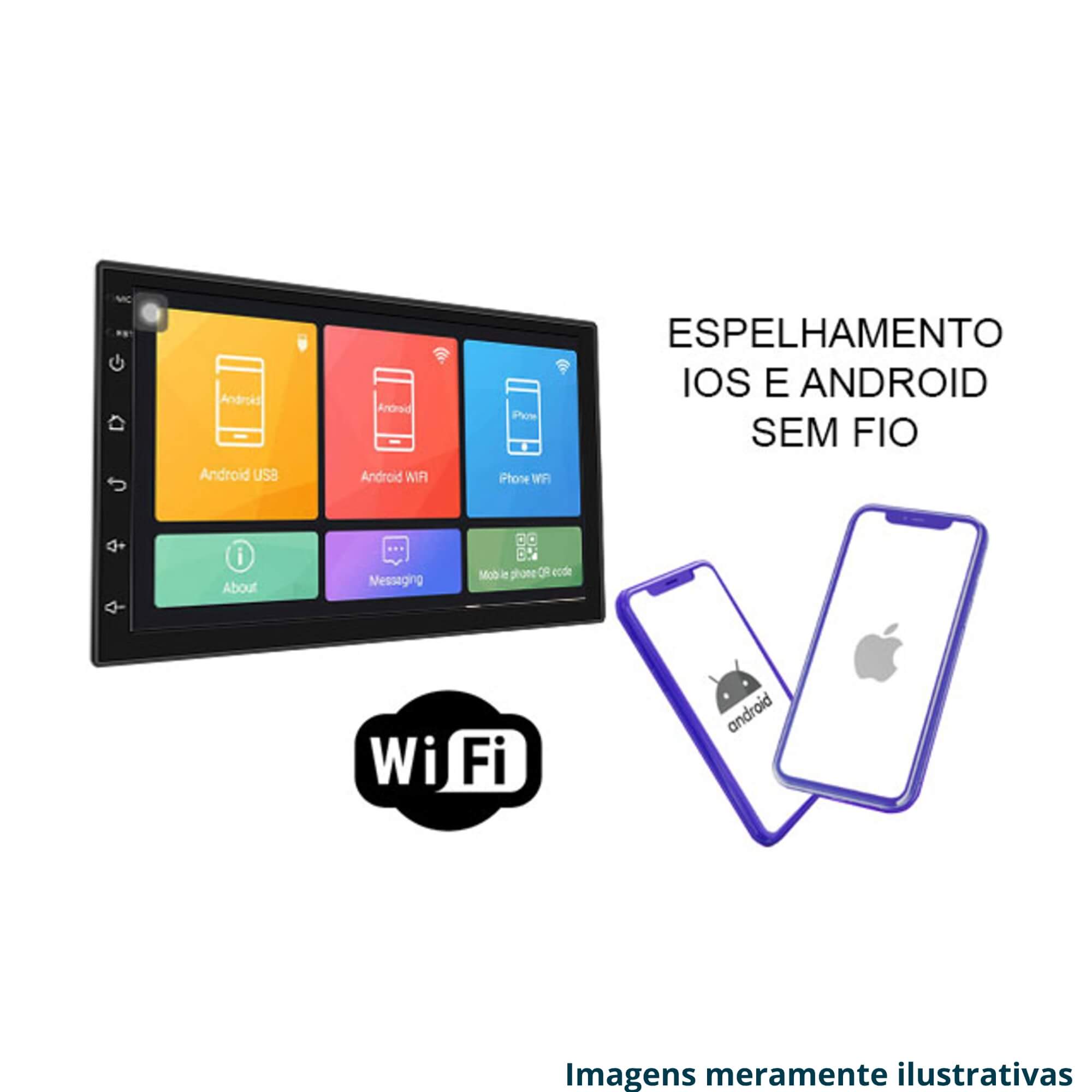 COMP Kit Kwid 22/2024 Central Multimídia MP5 Android 10.1 7" + Chicotes + Molduras + Câmera de Ré