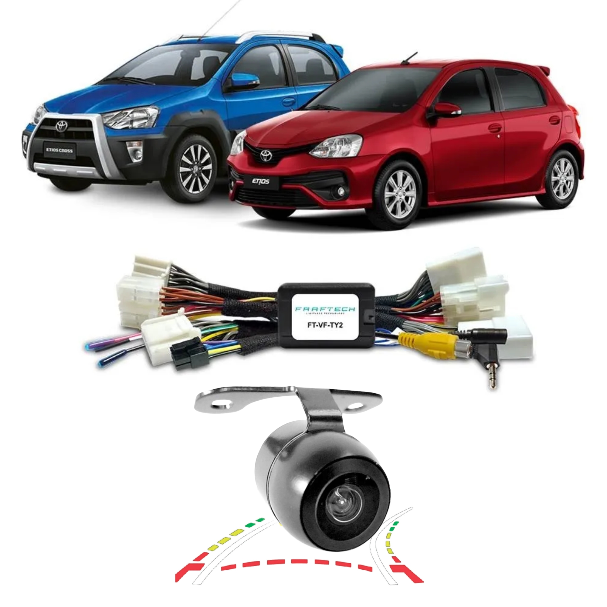 COMP Interface de Video Toyota Etios 2016 até 2019 + Câmera de Ré Pro Line Borboleta Roadstar RS220B FT-VF-TY2  Faaftech