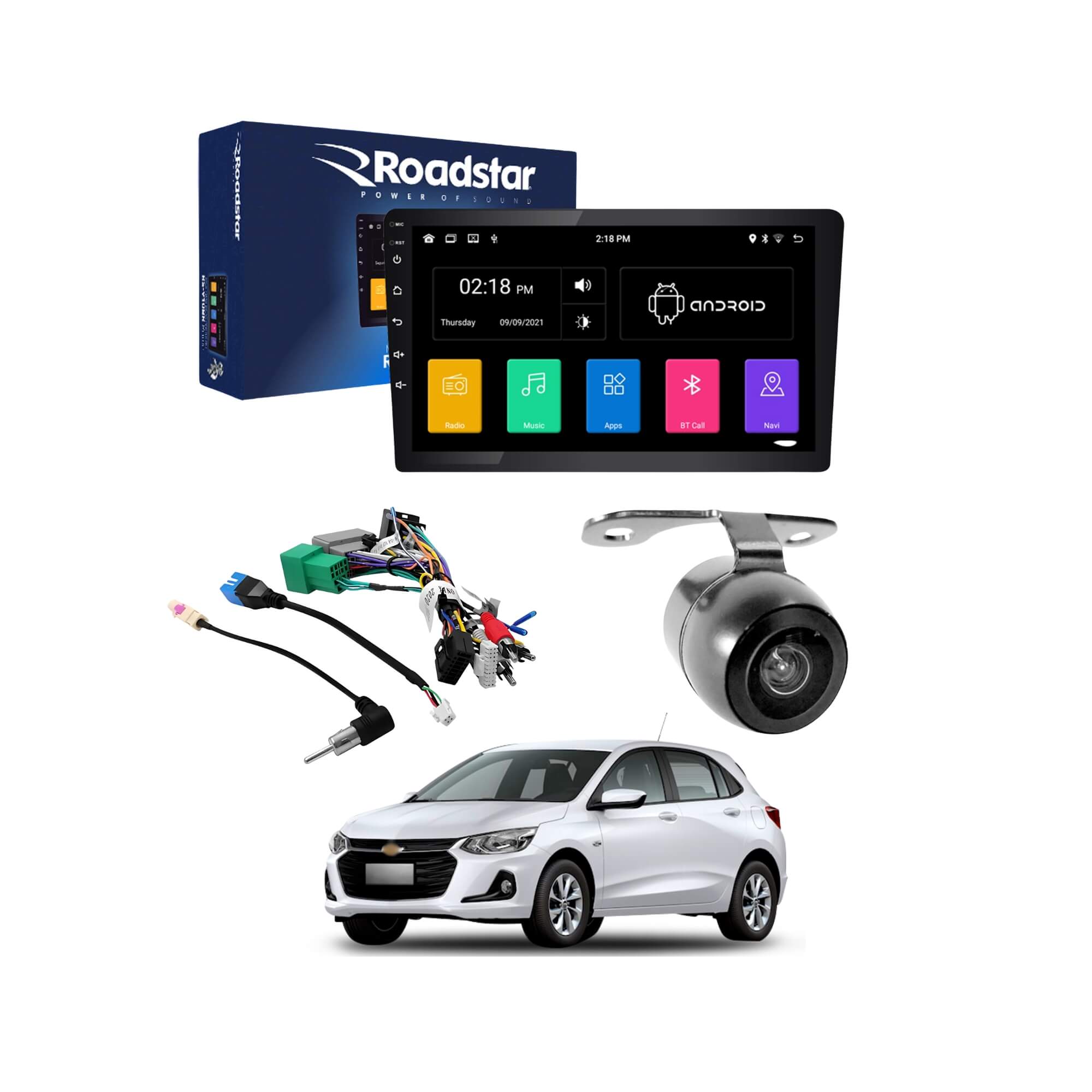 COMP Kit Onix 2020/23 Central Multimídia 10" Android + Câmera de Ré + Chicote de Ligação CAN