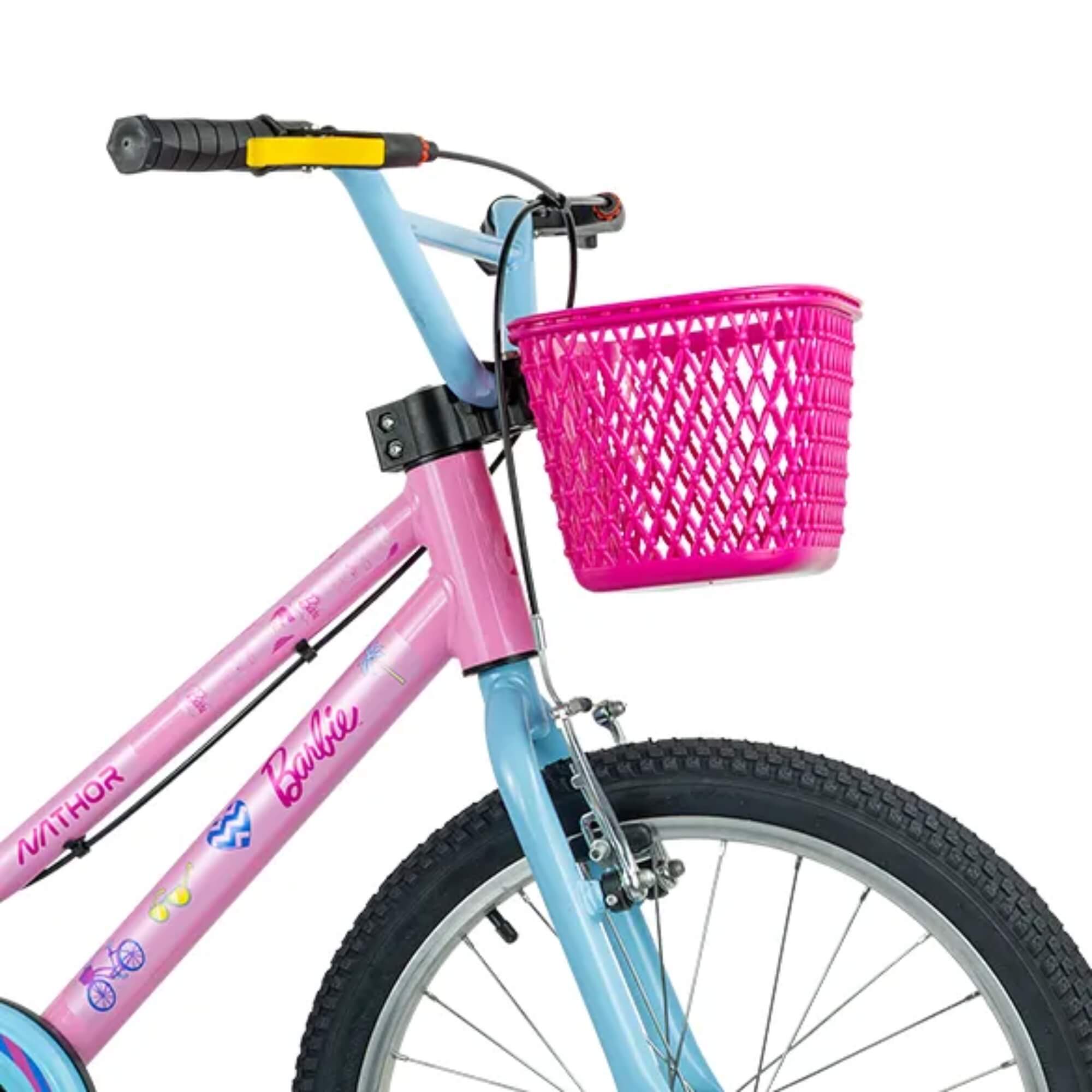 Bicicleta Infantil Aro 20" Barbie Mattel cor Rosa e Azul Nathor - 101370160001