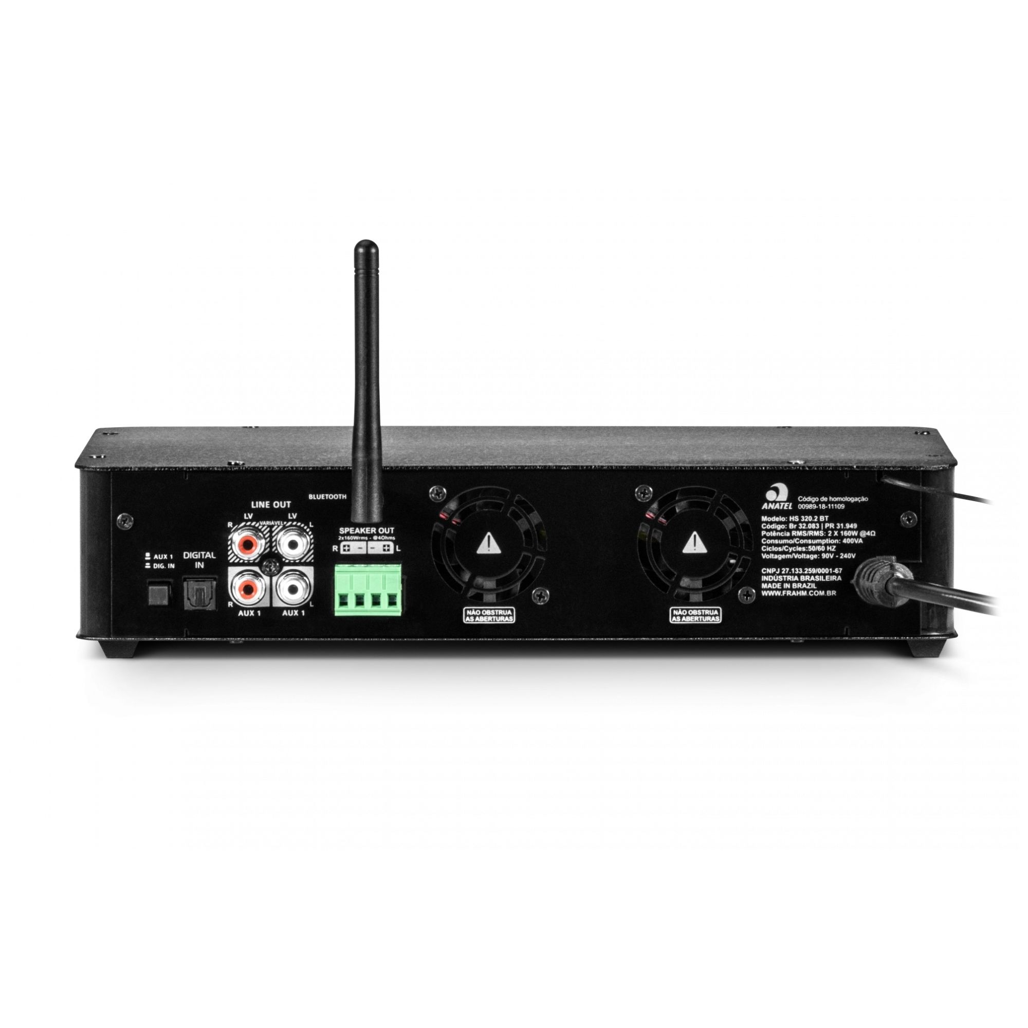 COMP  Kit Amplificador Home Sense HS320.2 + 4 Arandelas Embutir + 1 Sub Ativo Frahm